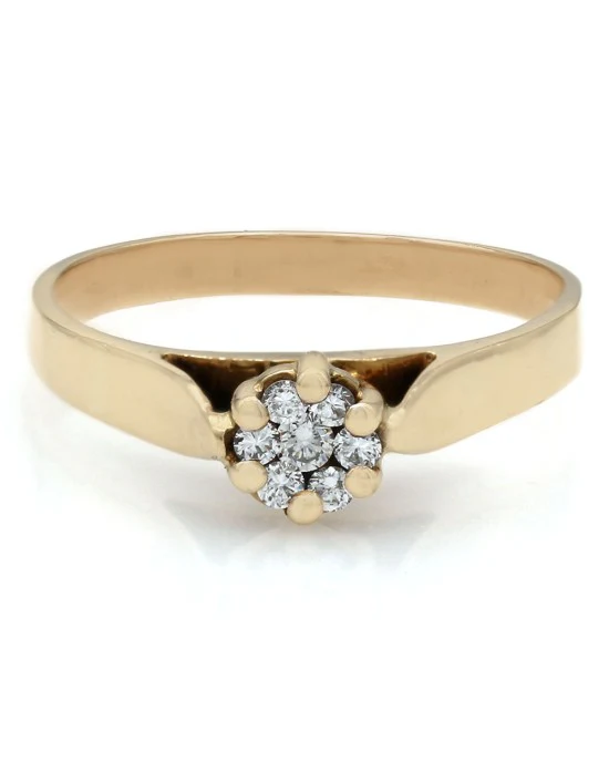 0.09ctw Diamond Cluster Ring in 18K Yellow Gold - Image 2