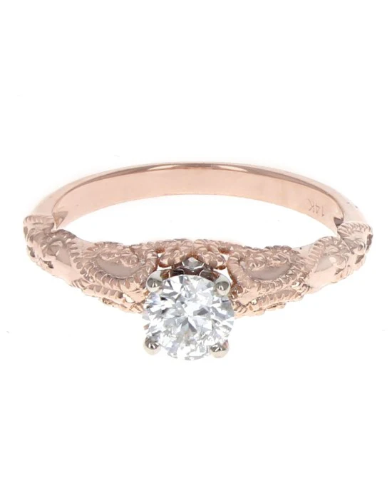 0.48ct Round Brilliant Diamond Milgrain Engagement Ring - Image 2