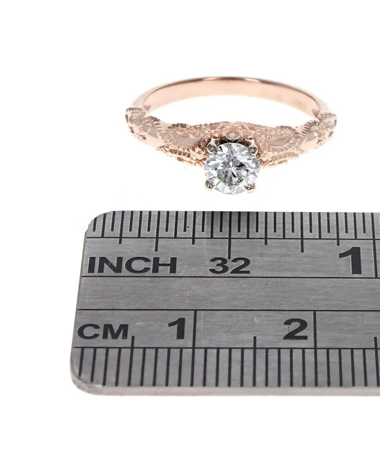 0.48ct Round Brilliant Diamond Milgrain Engagement Ring - Image 3