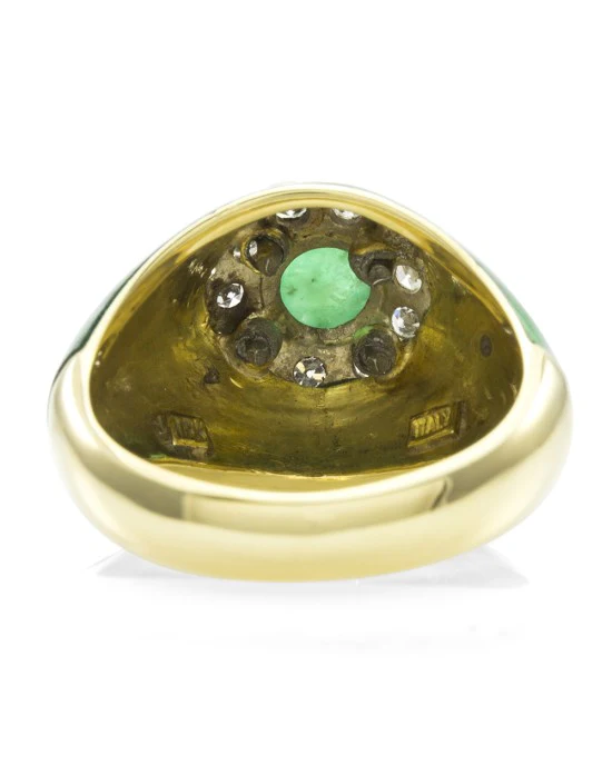 0.60ct Emerald Cabochon & 0.20ctw Diamond Ring in 18K Yellow Gold - Image 6