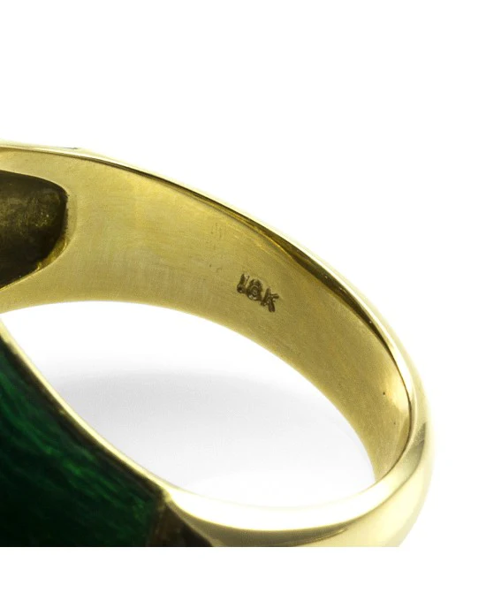 0.60ct Emerald Cabochon & 0.20ctw Diamond Ring in 18K Yellow Gold - Image 8