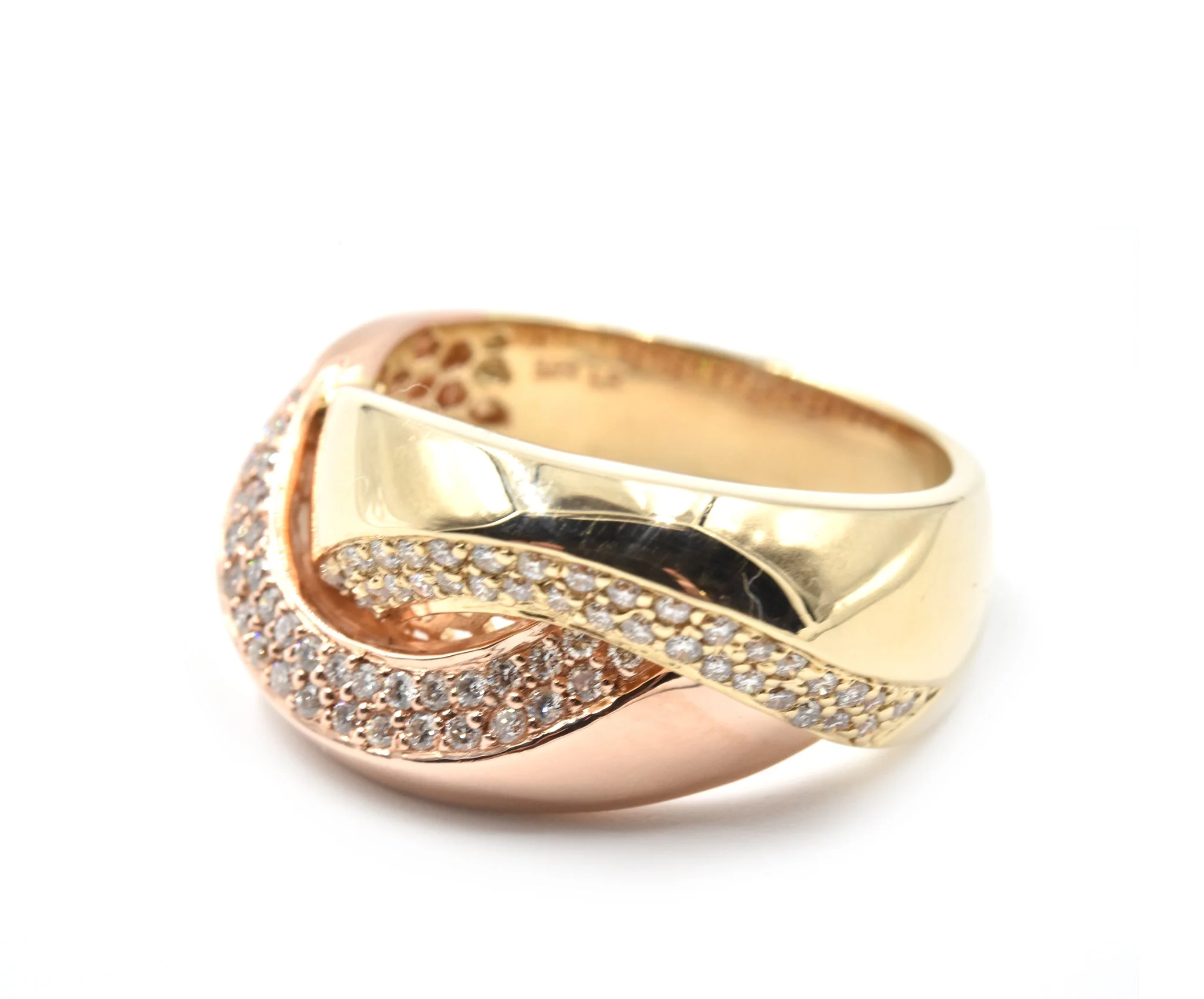0.70 Carat Diamond 14k Rose Gold Crossover Ring - Image 3