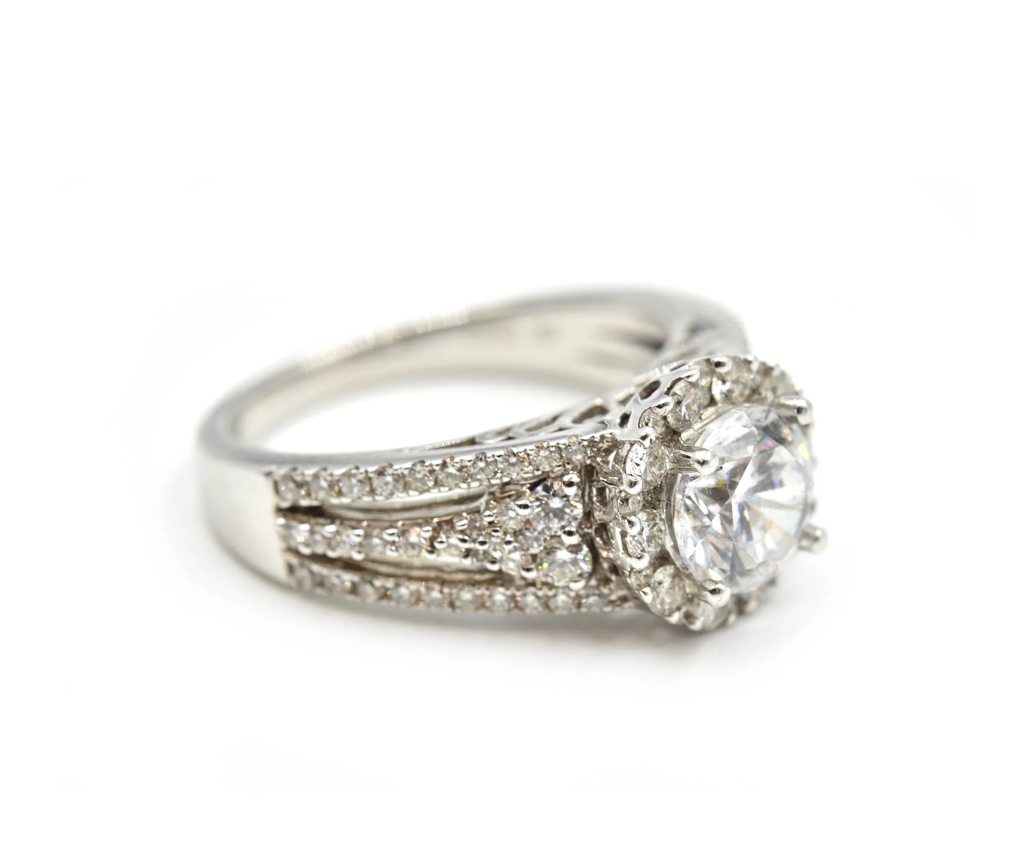 0.83 Carats Diamond & Cubic Zirconia Gregg Ruth 18k White Gold Semi-Mount Ring - Image 2