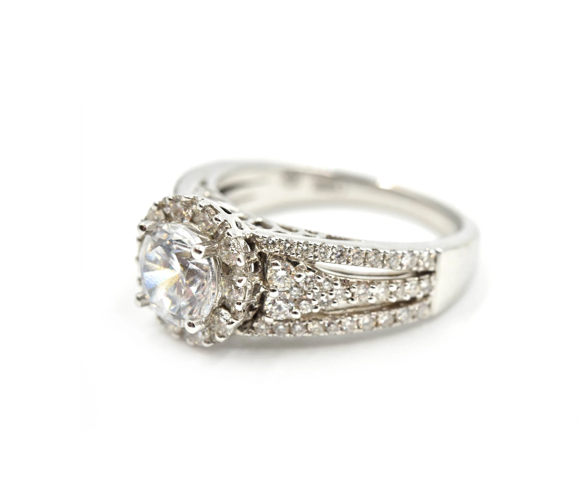 0.83 Carats Diamond & Cubic Zirconia Gregg Ruth 18k White Gold Semi-Mount Ring - Image 3