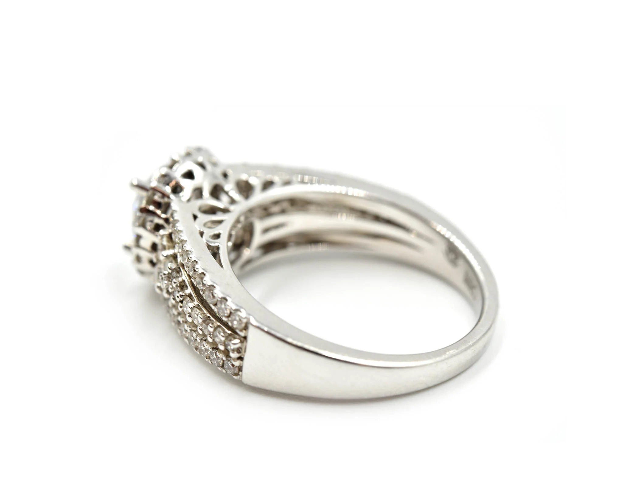 0.83 Carats Diamond & Cubic Zirconia Gregg Ruth 18k White Gold Semi-Mount Ring - Image 4