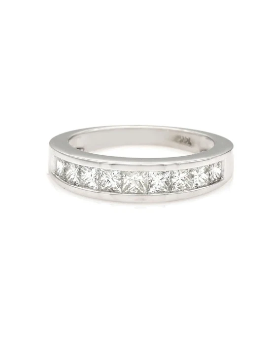 0.87ctw Princess Cut Diamond Ring/ Band in 14K White Gold SZ 5.75 - Image 2