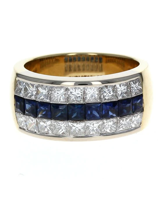 0.90ctw Sapphire and 1.98ctw Diamond Channel set Band/ Ring in 18KY Gold SZ 6.25 - Image 2