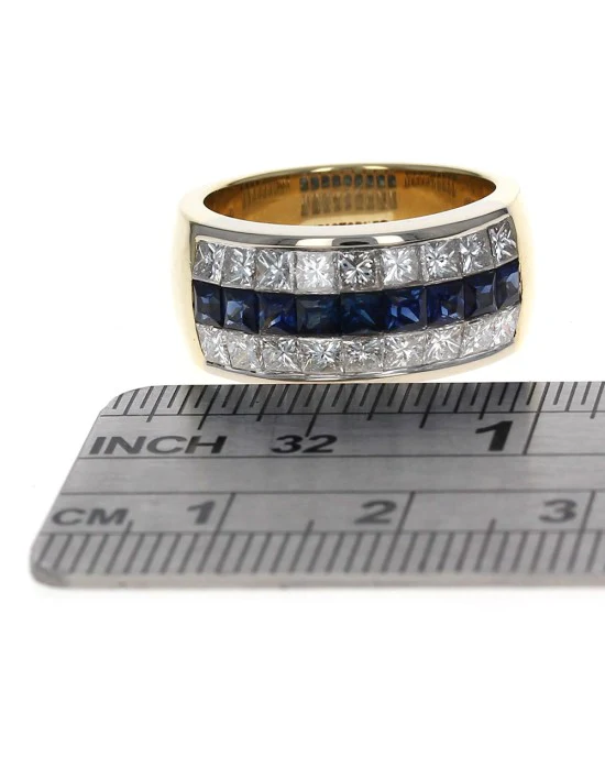 0.90ctw Sapphire and 1.98ctw Diamond Channel set Band/ Ring in 18KY Gold SZ 6.25 - Image 3