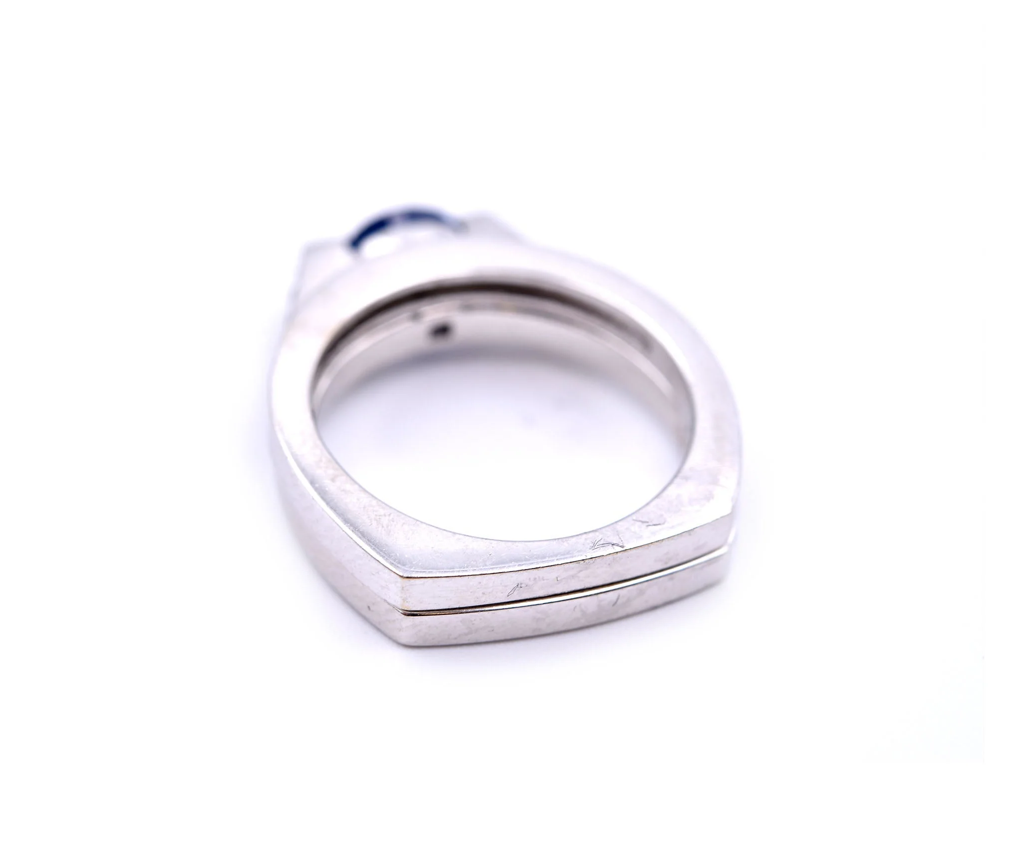 1.00 Carats Sapphire and Diamond 18k White Gold Ring Set - Image 4