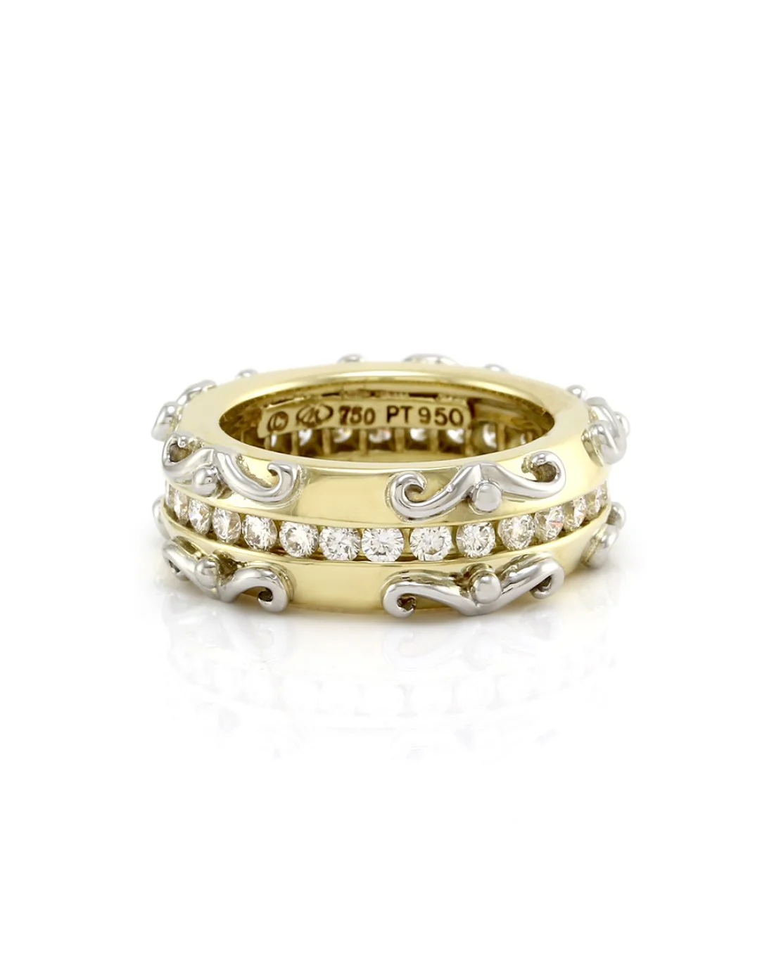 1.13ctw Diamond Eternity Band/ Ring in Platinum & 18K Yellow Gold SZ 5 - Image 2