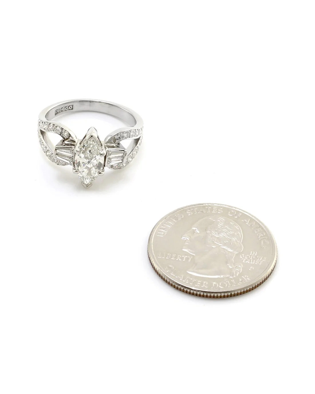 1.14ct VS2, G GIA Certified Marquise Cut Diamond Engagement Ring in Platinum - Image 5