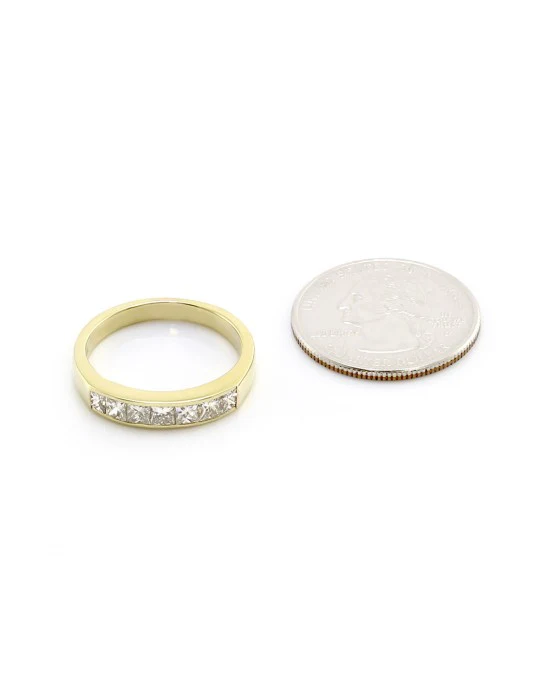 1.19ctw Princess Cut Diamond Ring/ Band in 18K Yellow Gold SZ 9.25 - Image 7