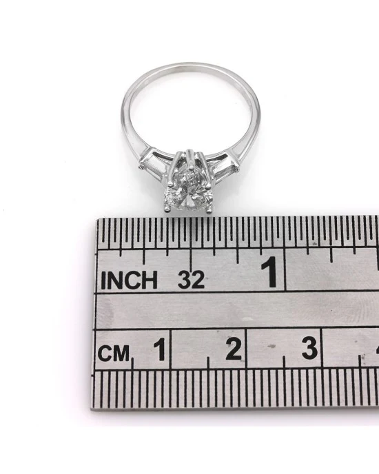 1.27ct Pear Solitaire and Baguette Diamond Engagement Ring - Image 3