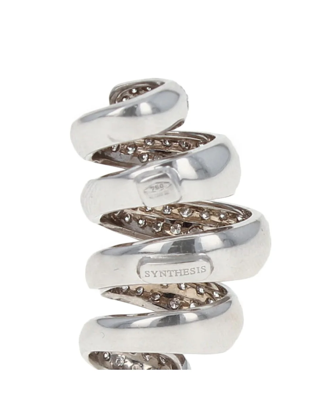 1.32ctw Diamond Ribbon Motif Slide Pendant in 18K White Gold - Image 2