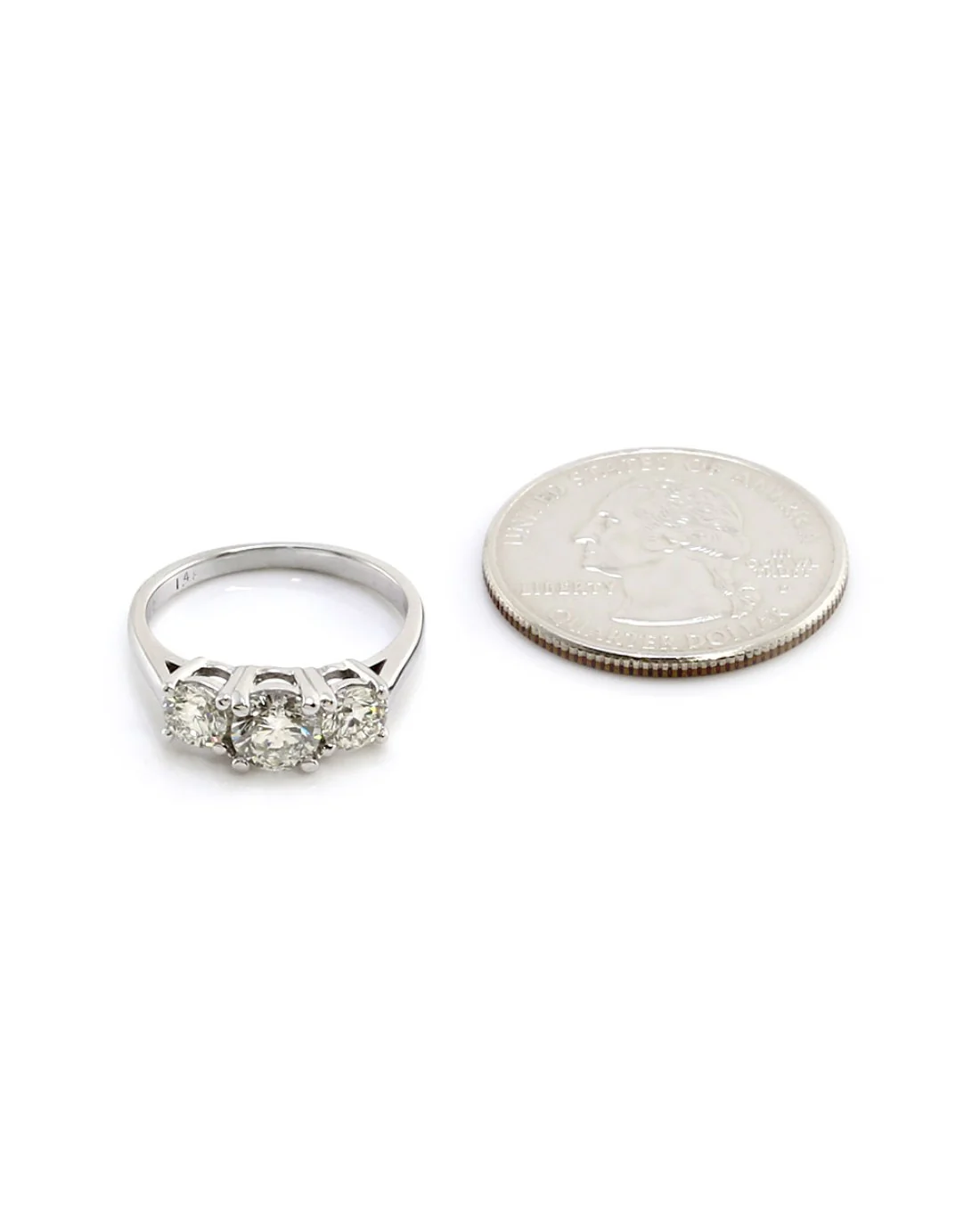 1.48ctw Three Stone Diamond Engagement Ring in 18K White Gold - Image 3