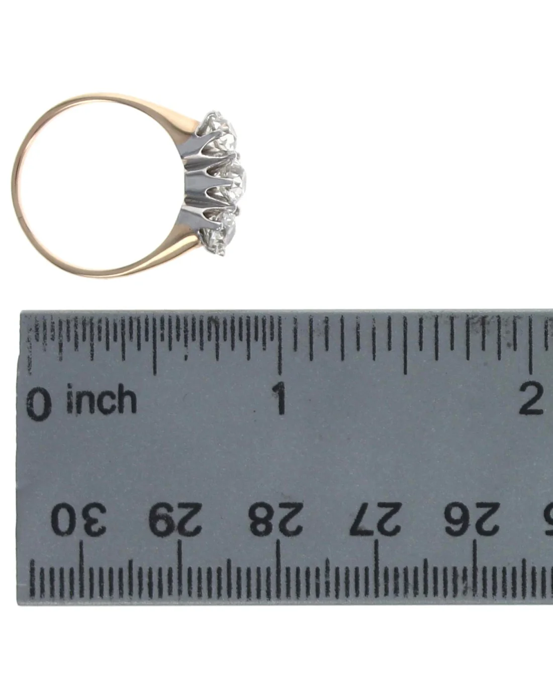 1.49ctw European Cut Diamond Three Stone Ring in 14K Yellow/ White Gold - Image 3