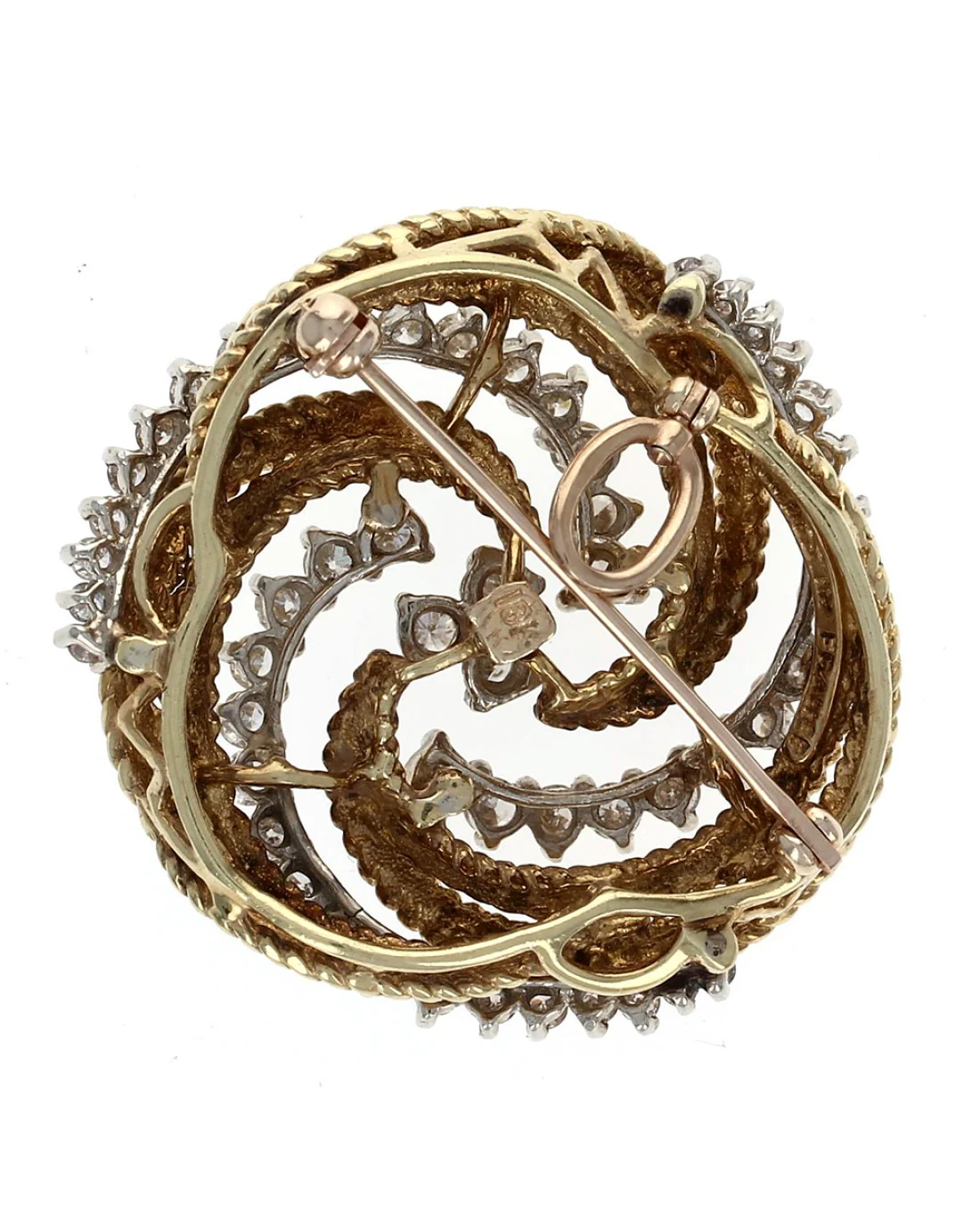 1.50ctw Diamond rope Motif Brooch/ Pendant in 18K Yellow Gold - Image 2