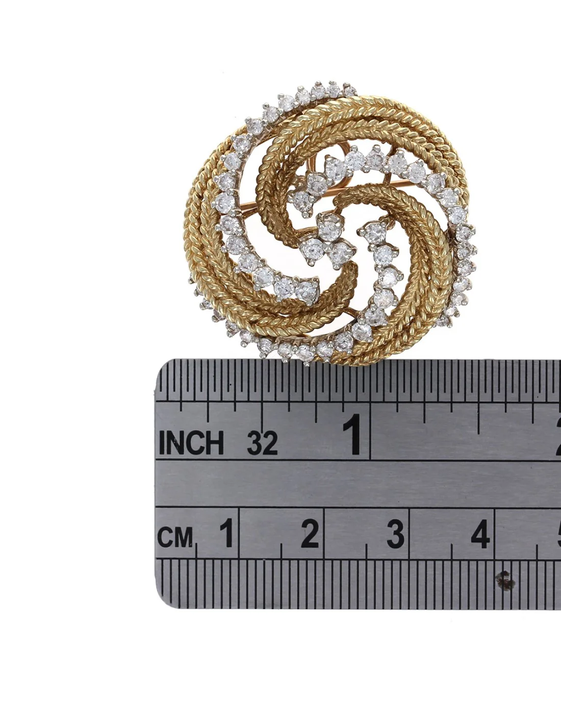 1.50ctw Diamond rope Motif Brooch/ Pendant in 18K Yellow Gold - Image 3