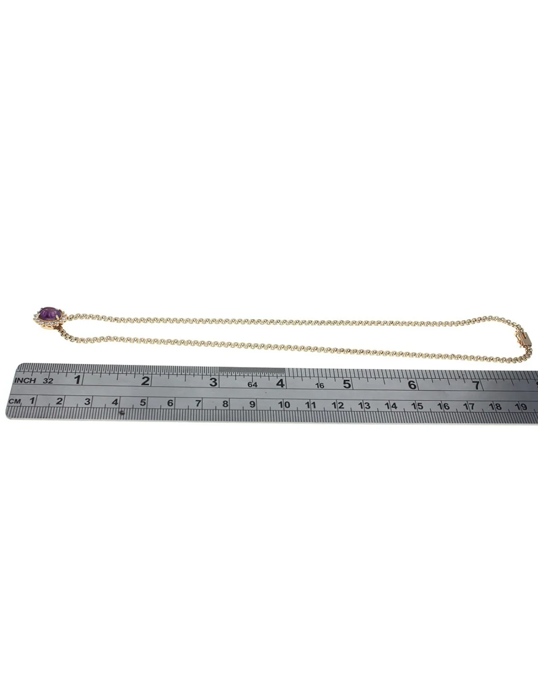 1.80ct Oval Amethyst and 0.24ctw Diamond Pendant/ Necklace in 14K Yellow Gold - Image 3