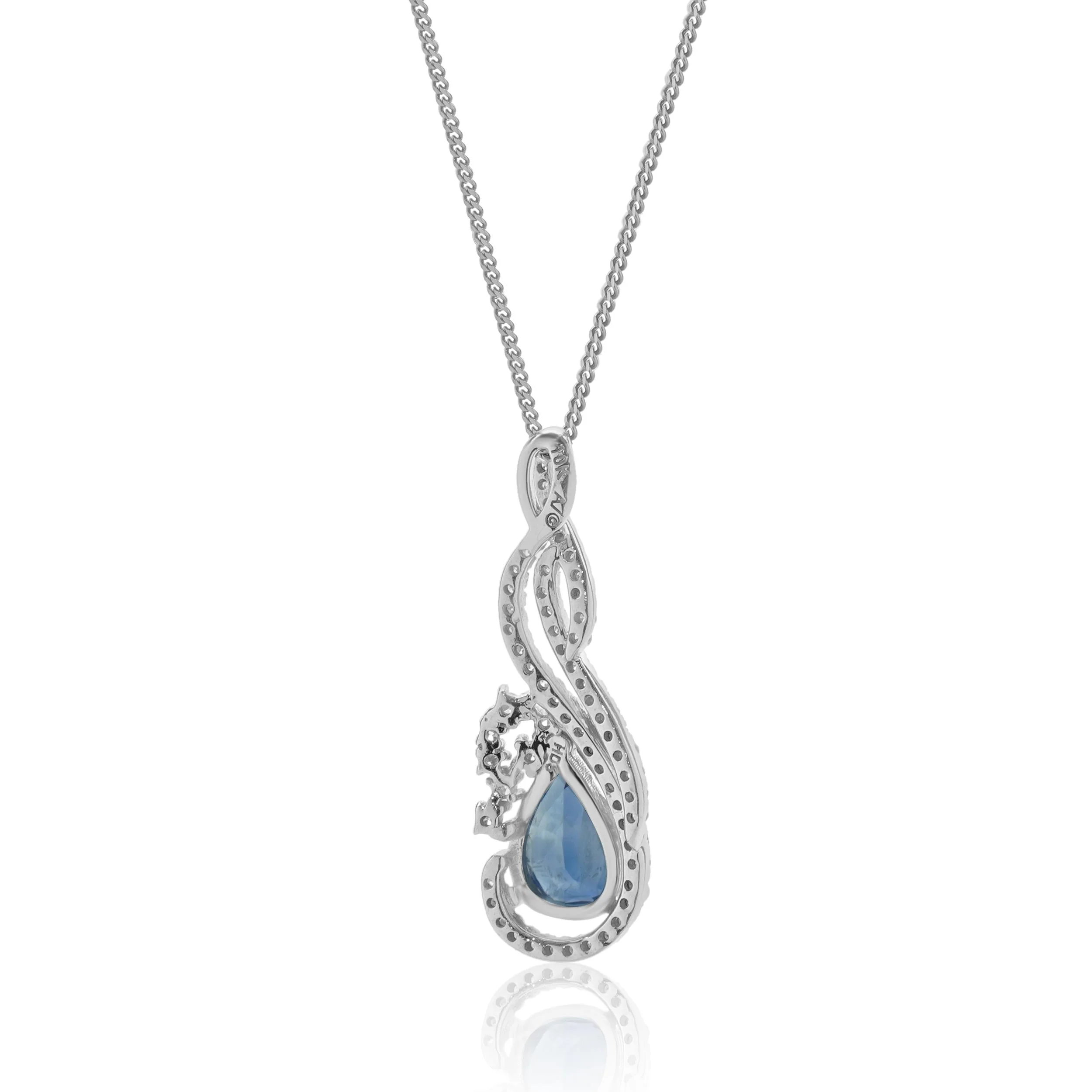 10 & 14 Karat White Gold Sapphire and Diamond Twist Necklace - Image 3