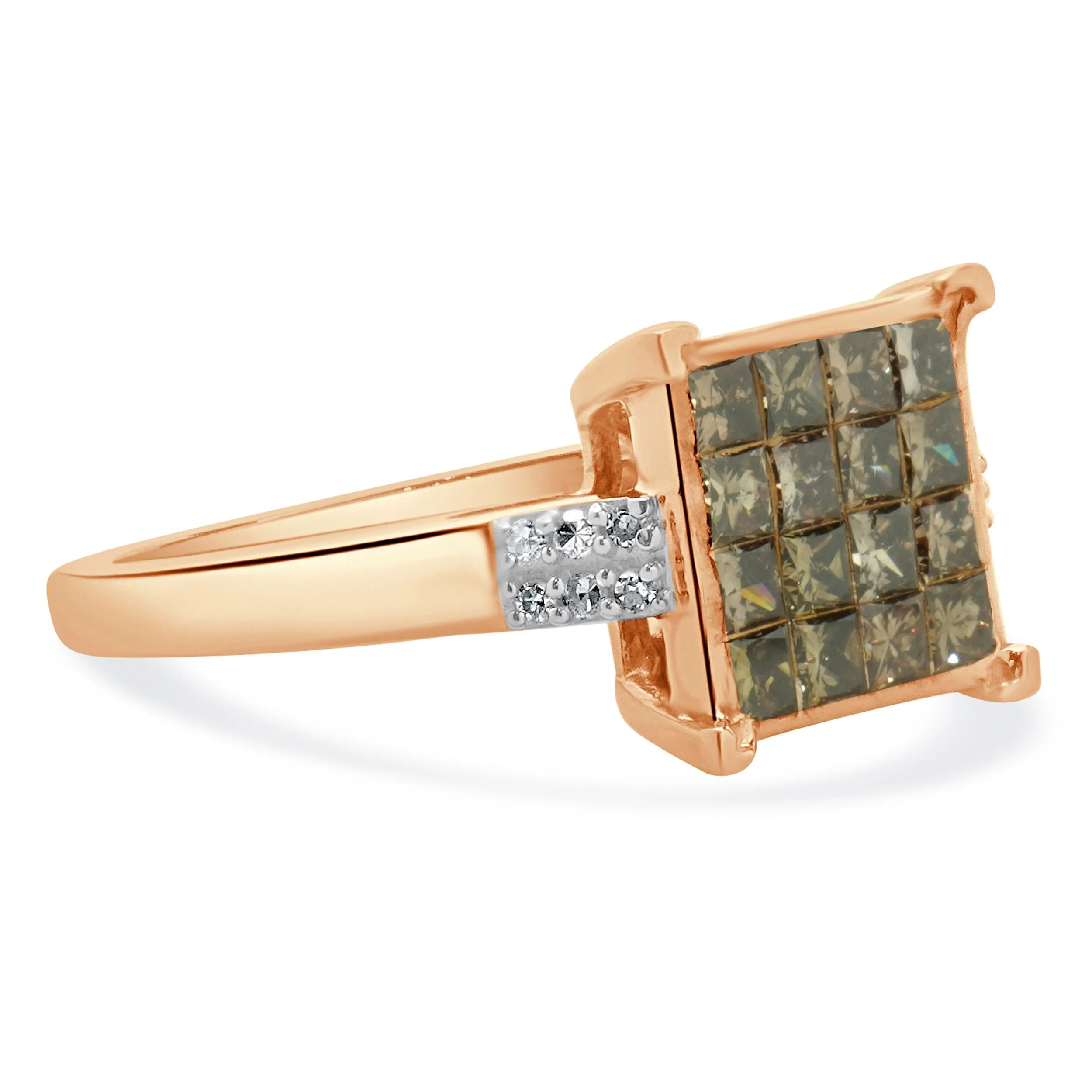 10 Karat Rose Gold Champagne Diamond Cluster Ring - Image 3