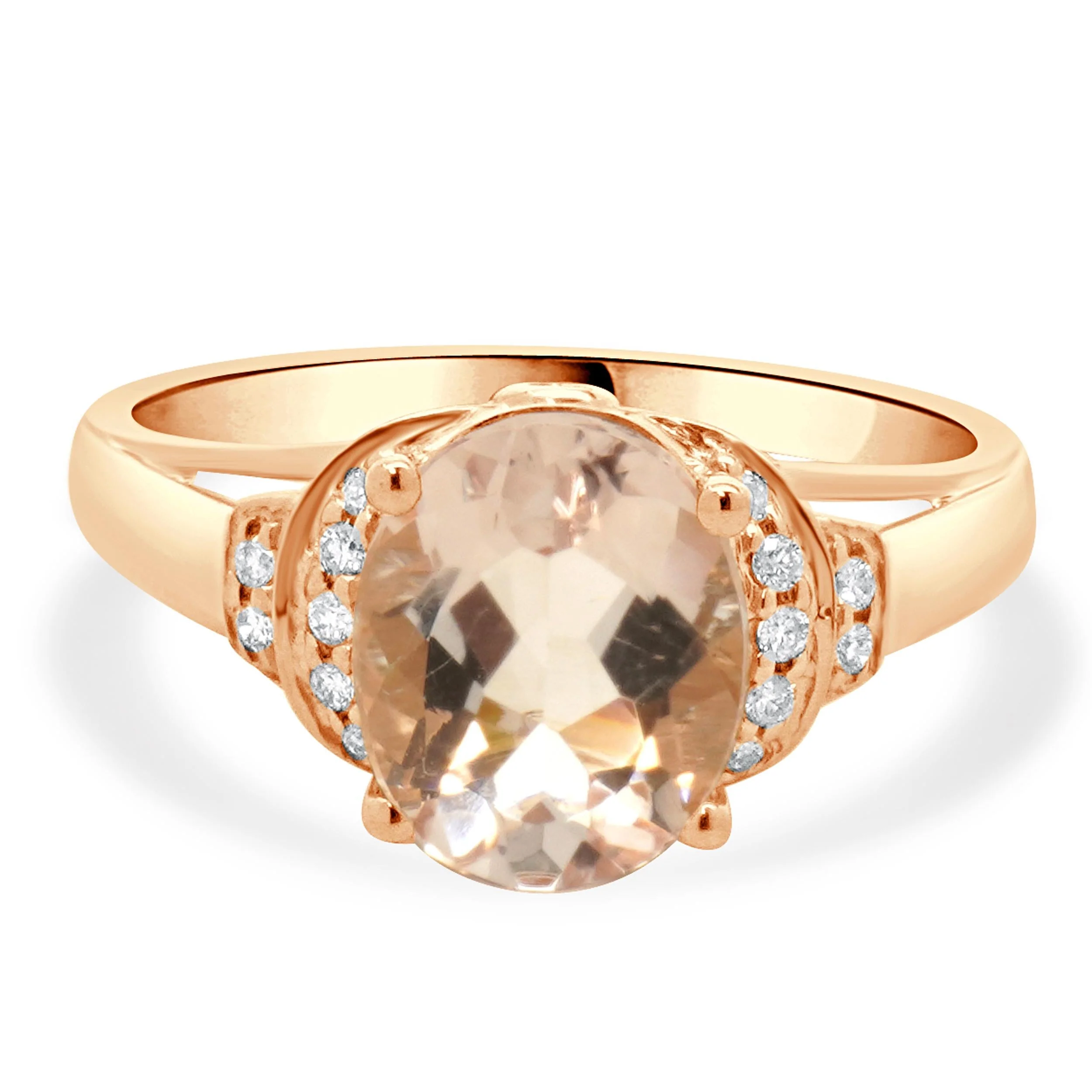 10 Karat Rose Gold Morganite and Diamond Ring