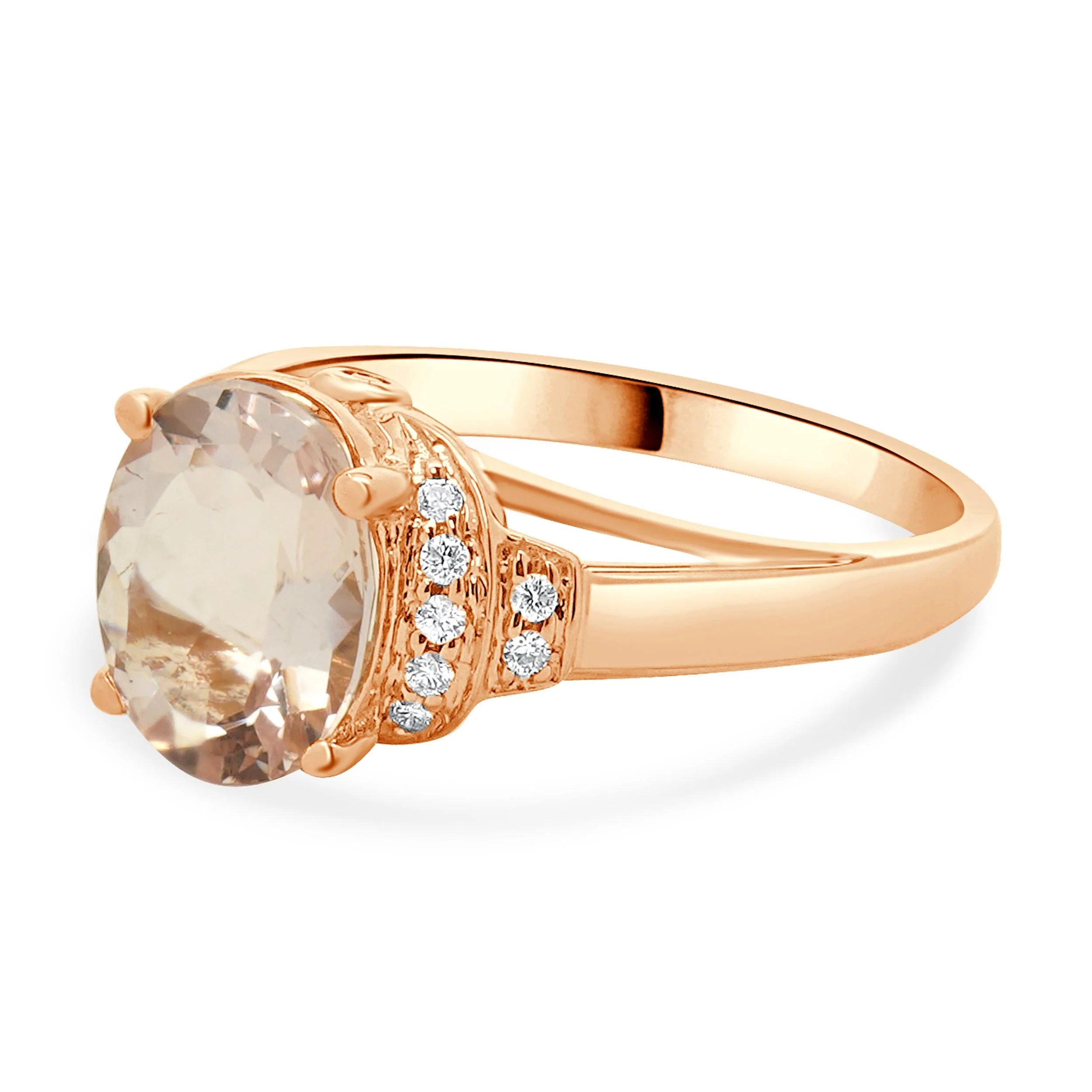 10 Karat Rose Gold Morganite and Diamond Ring - Image 2