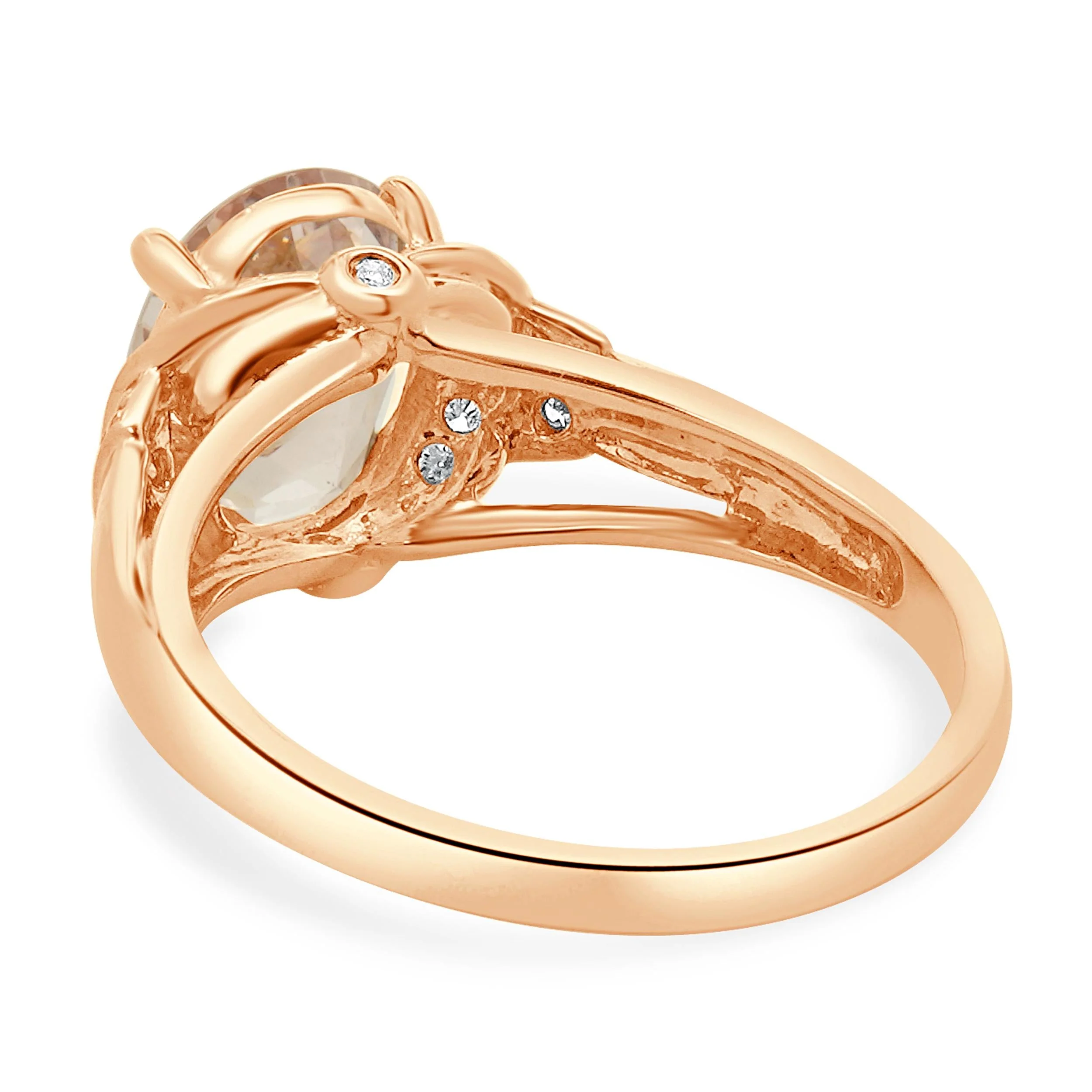 10 Karat Rose Gold Morganite and Diamond Ring - Image 3