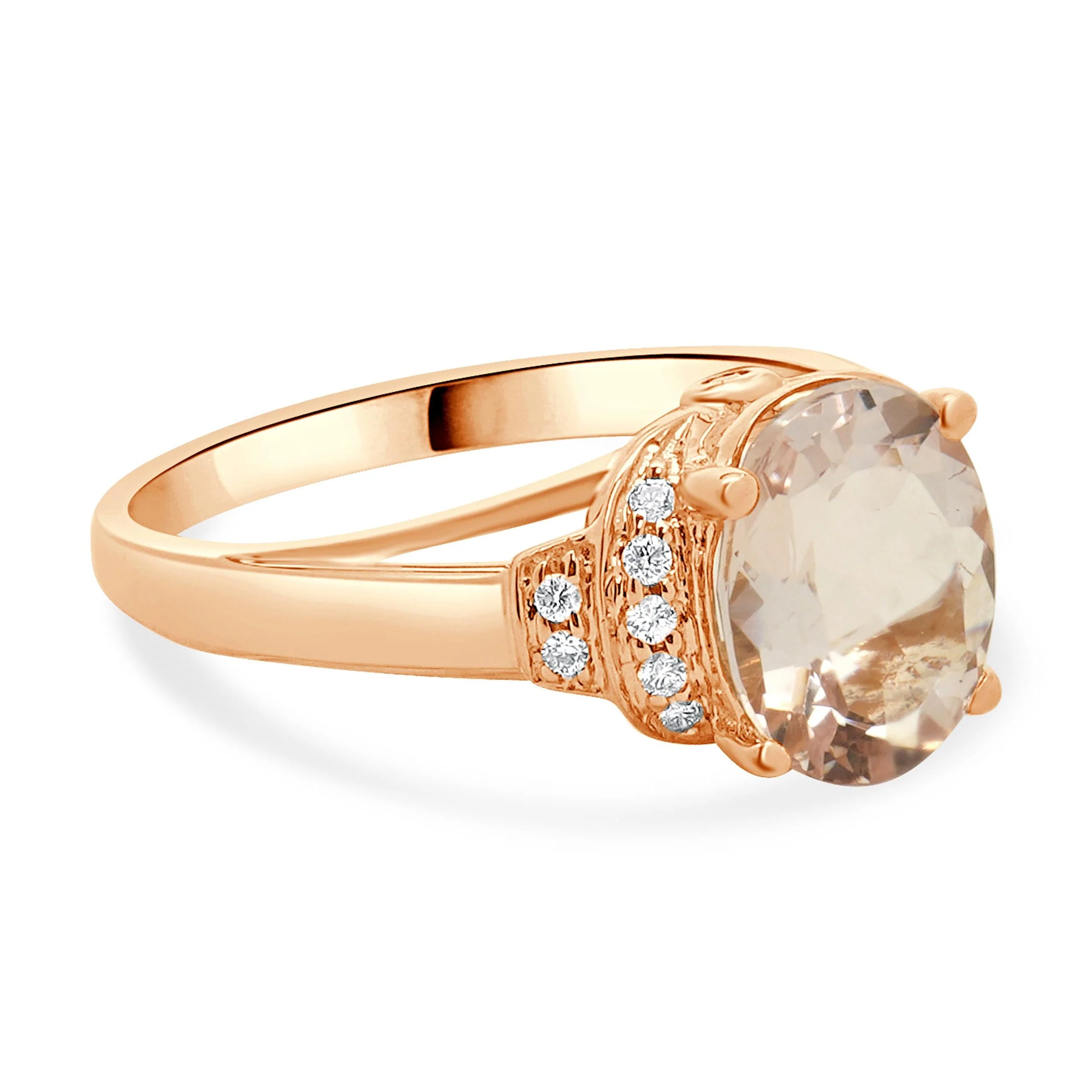 10 Karat Rose Gold Morganite and Diamond Ring - Image 4