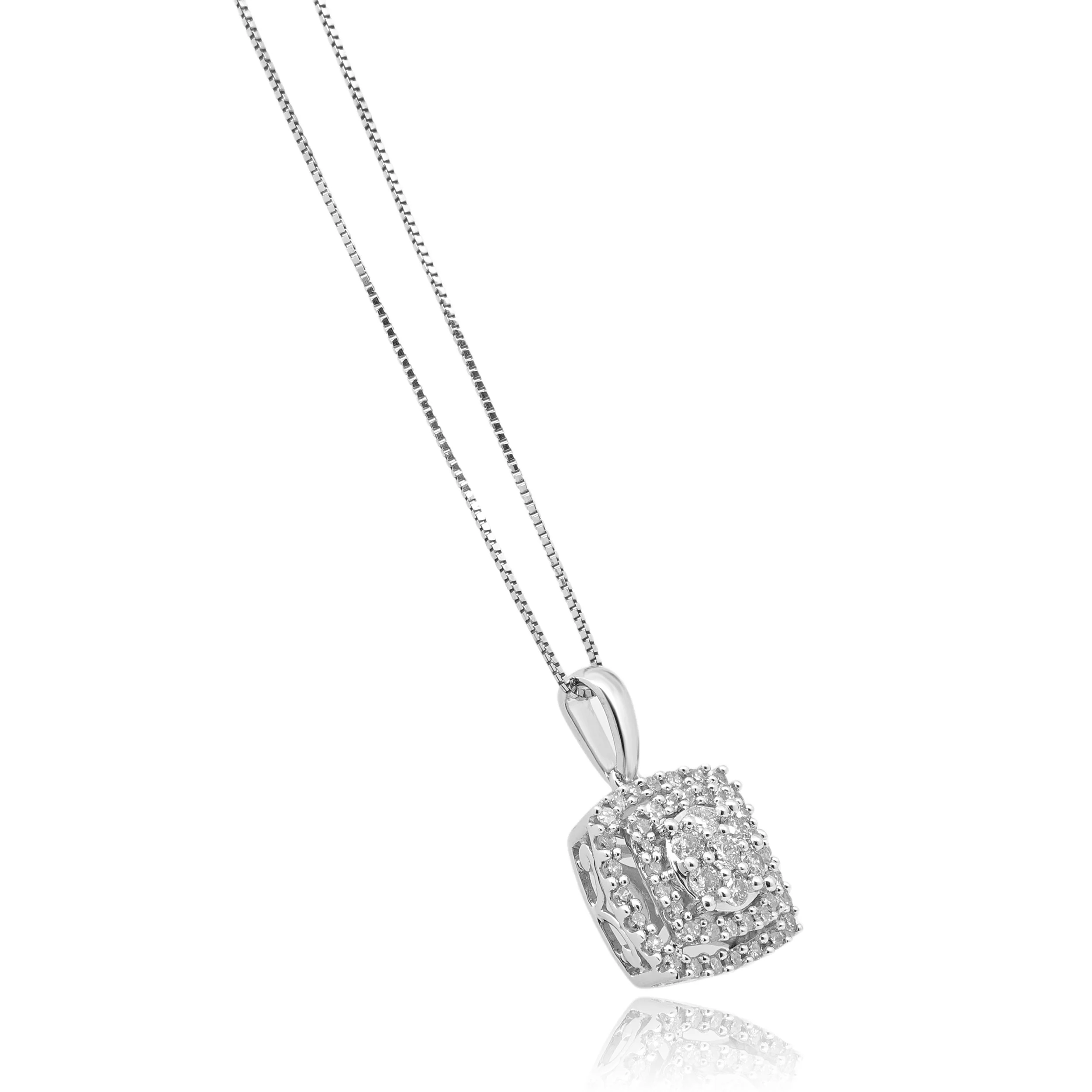 10 Karat White Gold Diamond Cluster Necklace - Image 3