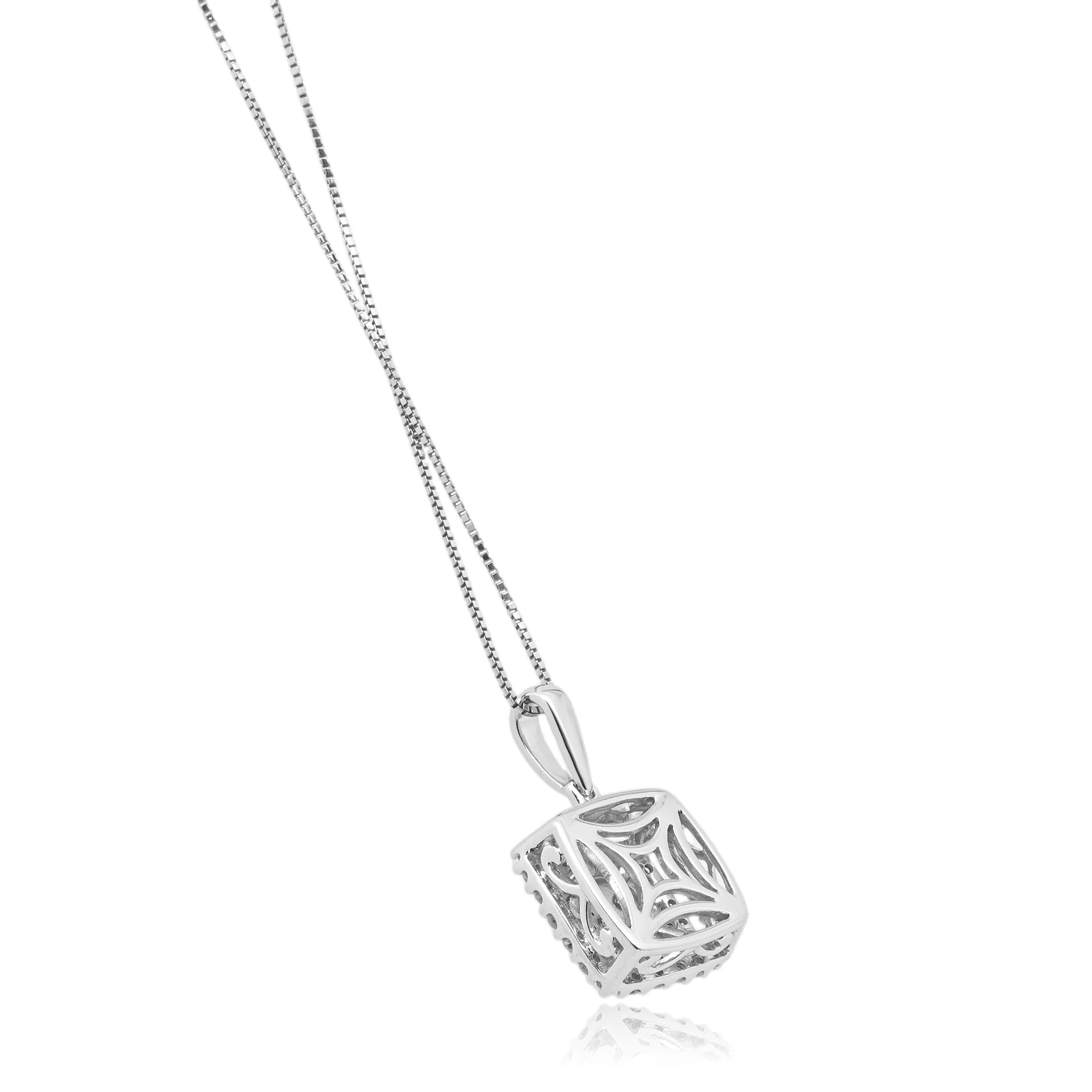 10 Karat White Gold Diamond Cluster Necklace - Image 4