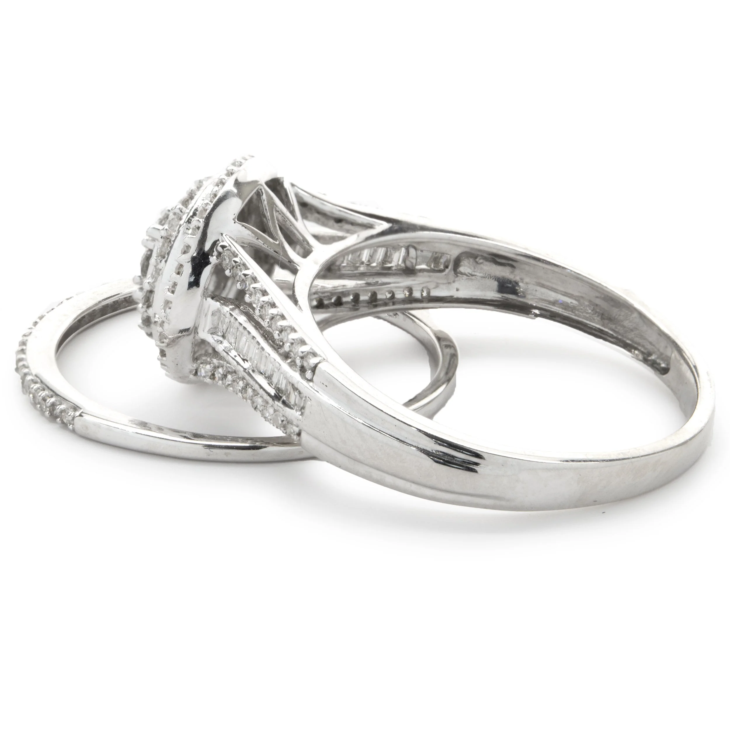 10 Karat White Gold Diamond Cluster Wedding Set - Image 3