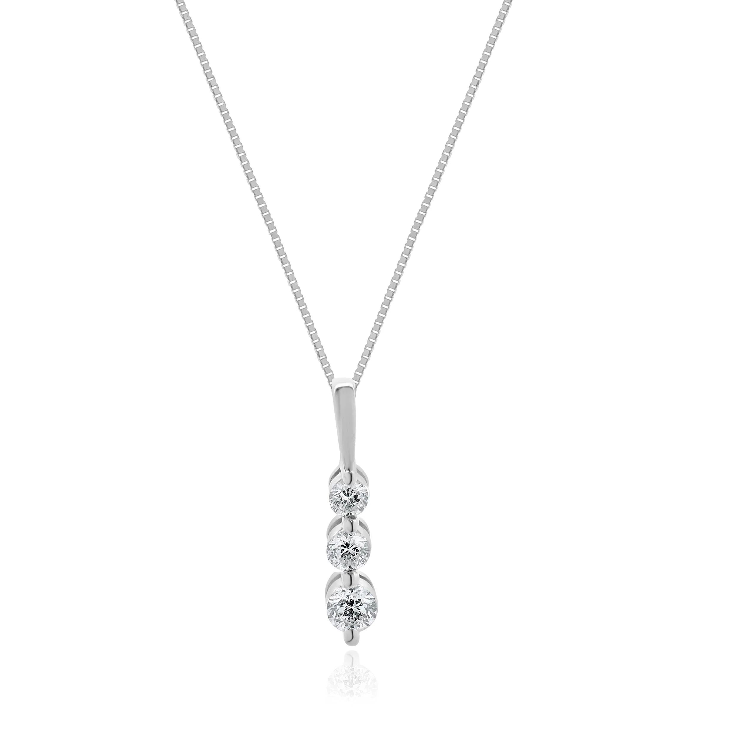 10 Karat White Gold Diamond Graduated Journey Necklace - Image 2