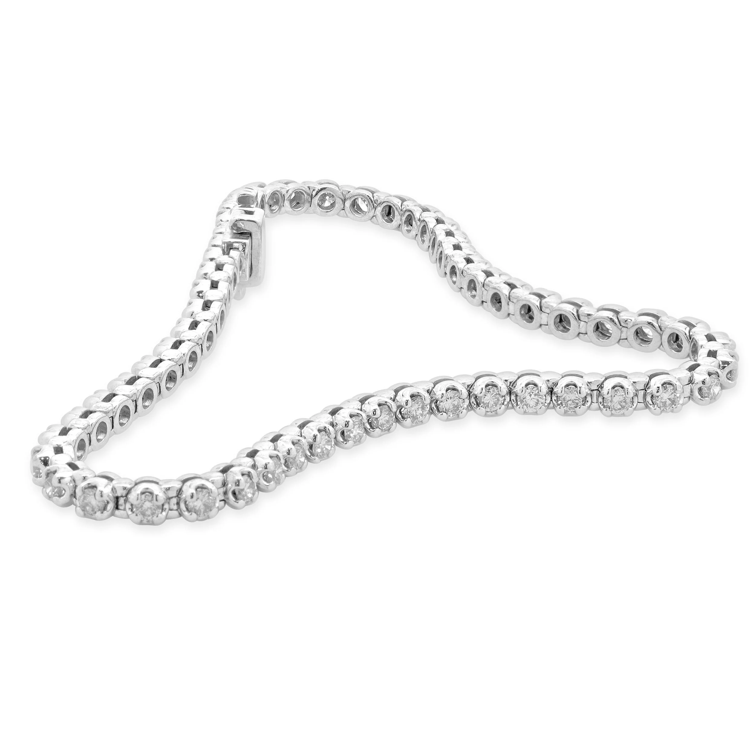 10 Karat White Gold Diamond Tennis Bracelet - Image 3
