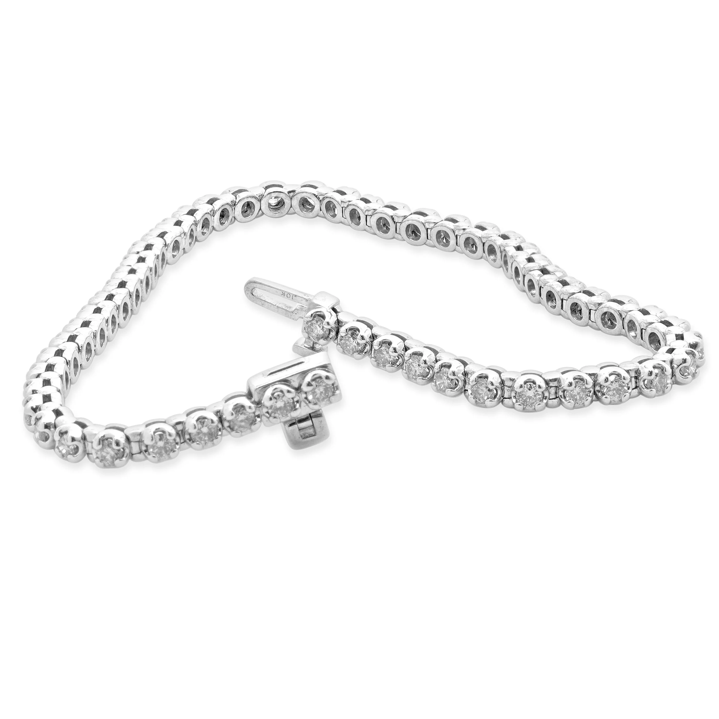 10 Karat White Gold Diamond Tennis Bracelet - Image 4