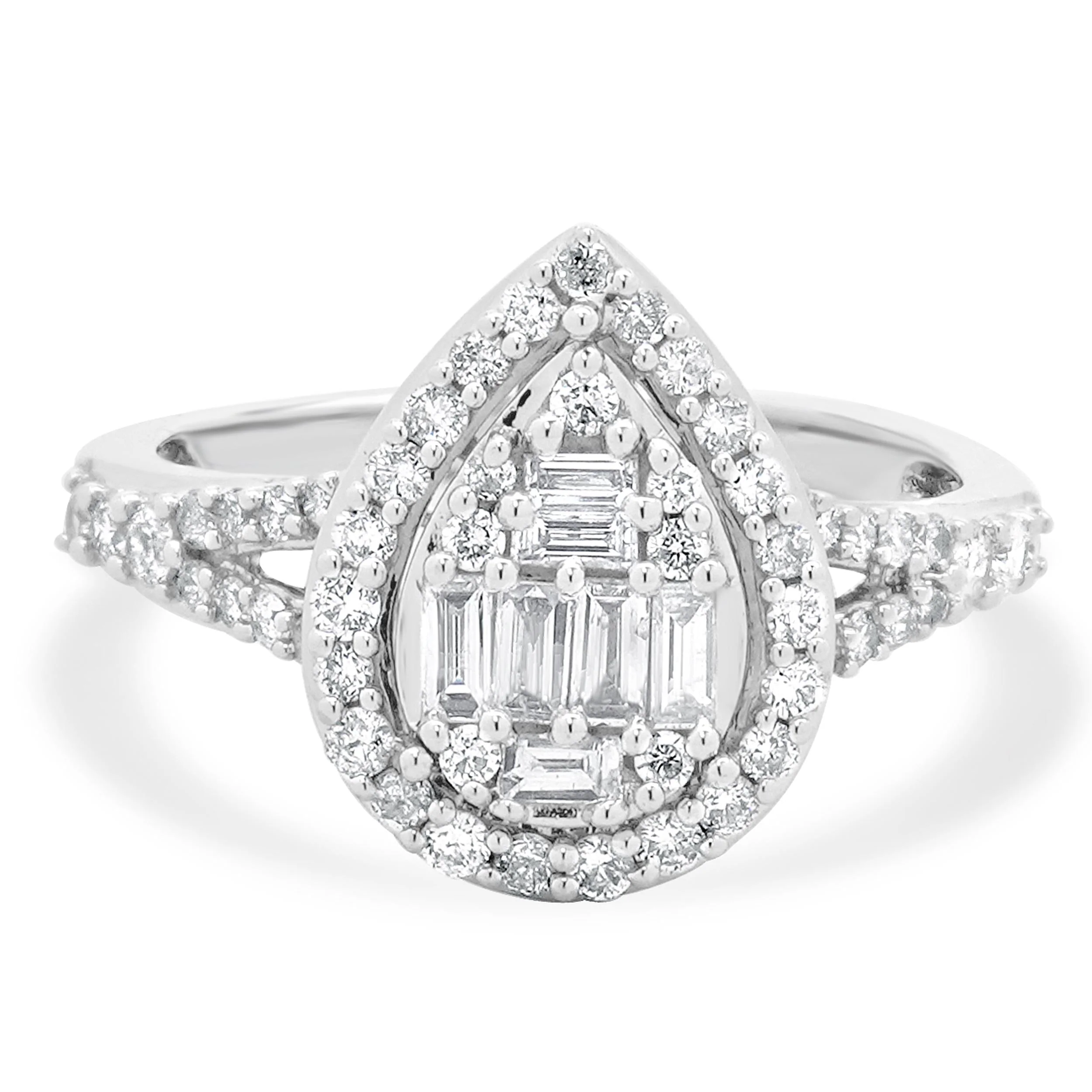 10 Karat White Gold Mosaic Set Diamond Engagement Ring