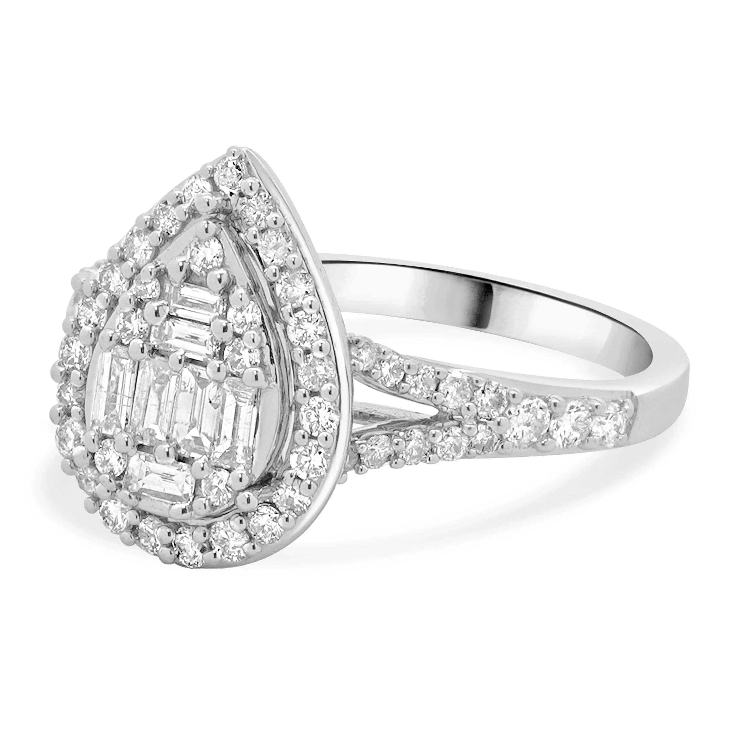 10 Karat White Gold Mosaic Set Diamond Engagement Ring - Image 2