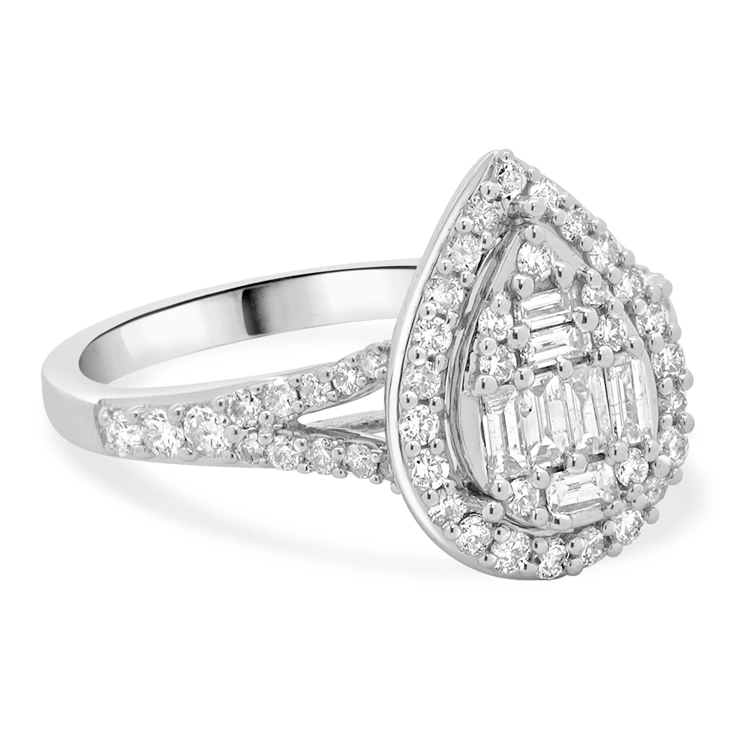 10 Karat White Gold Mosaic Set Diamond Engagement Ring - Image 4