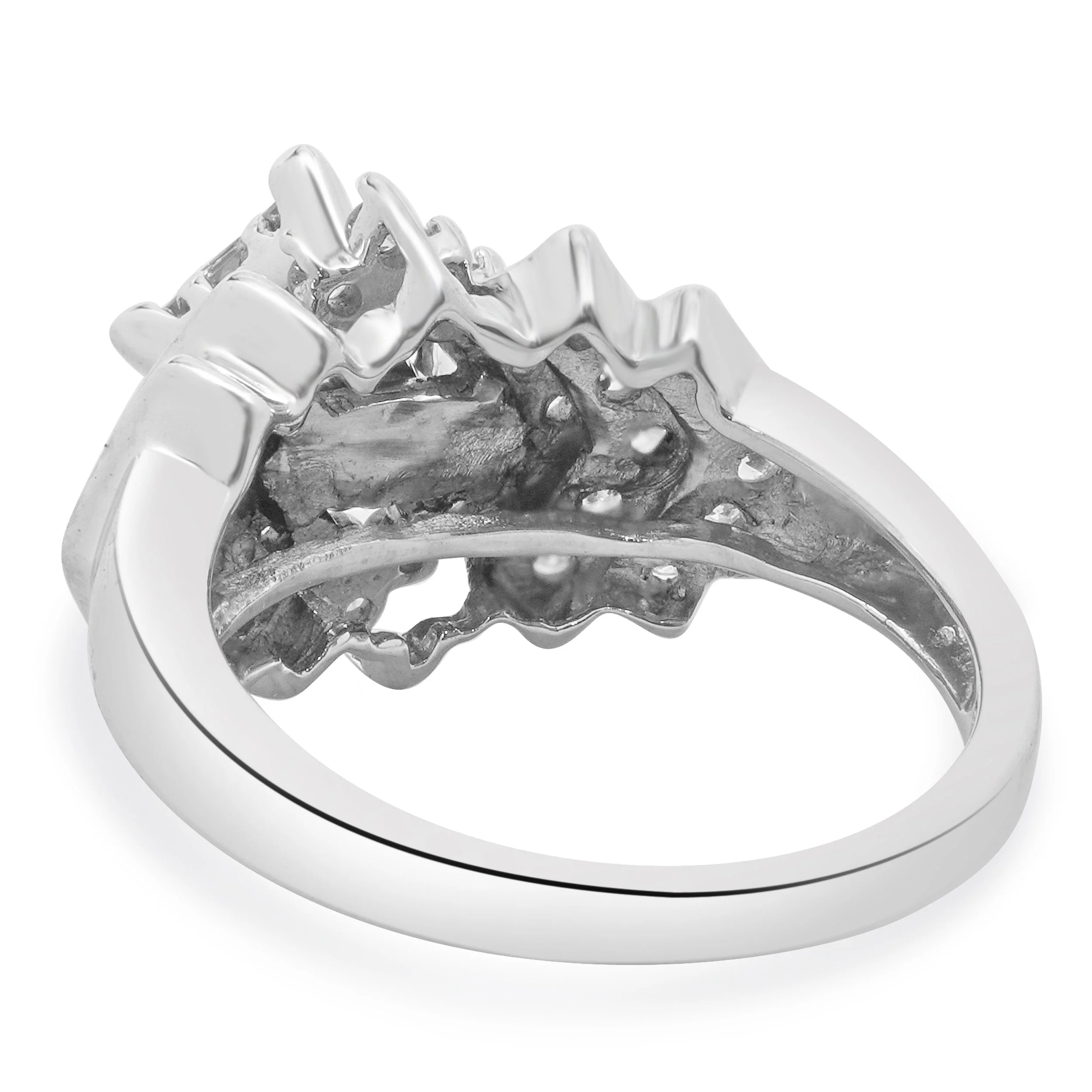 10 Karat White Gold Princess Cut Diamond Cluster Engagement Ring - Image 3