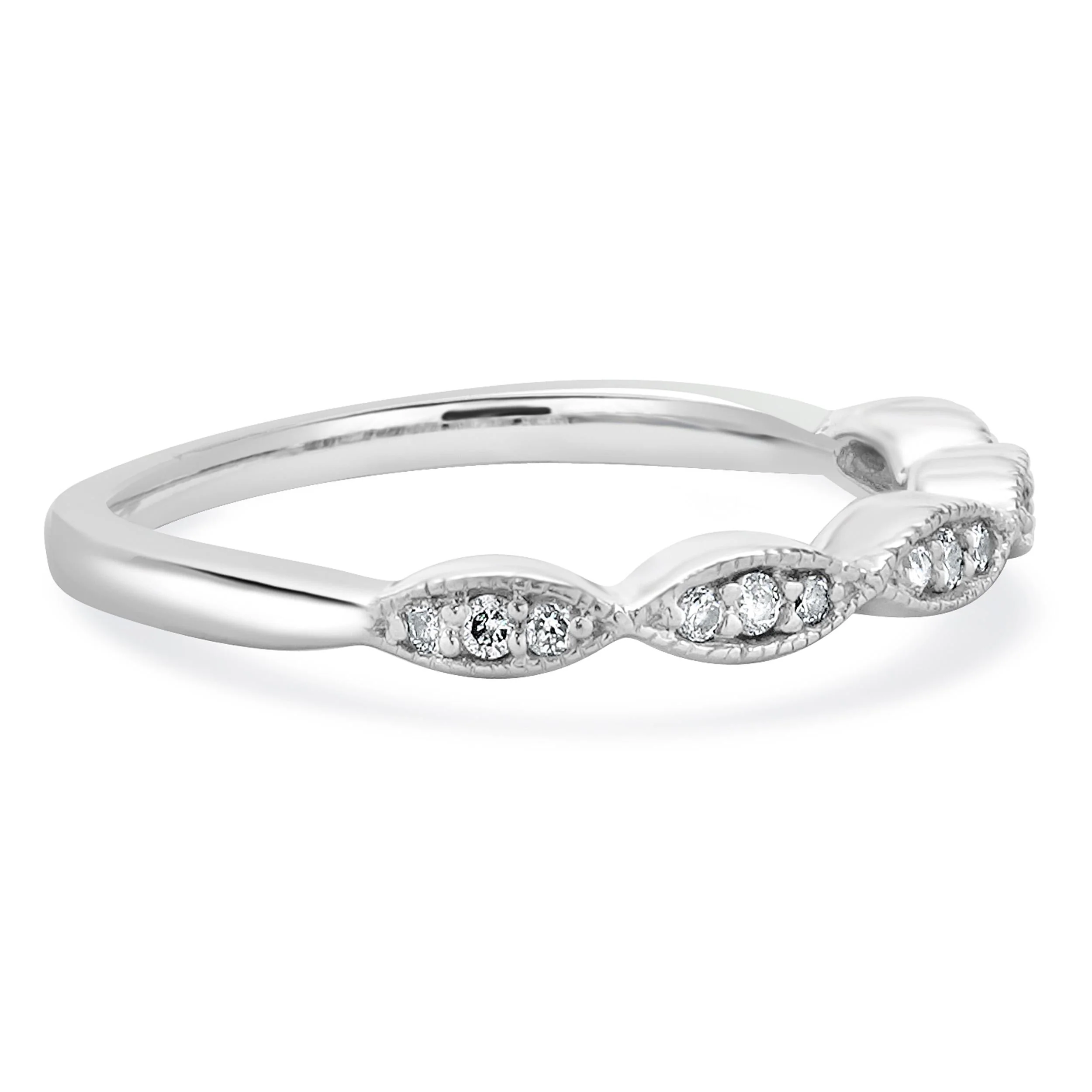 10 Karat White Gold Scalloped Diamond Band - Image 3