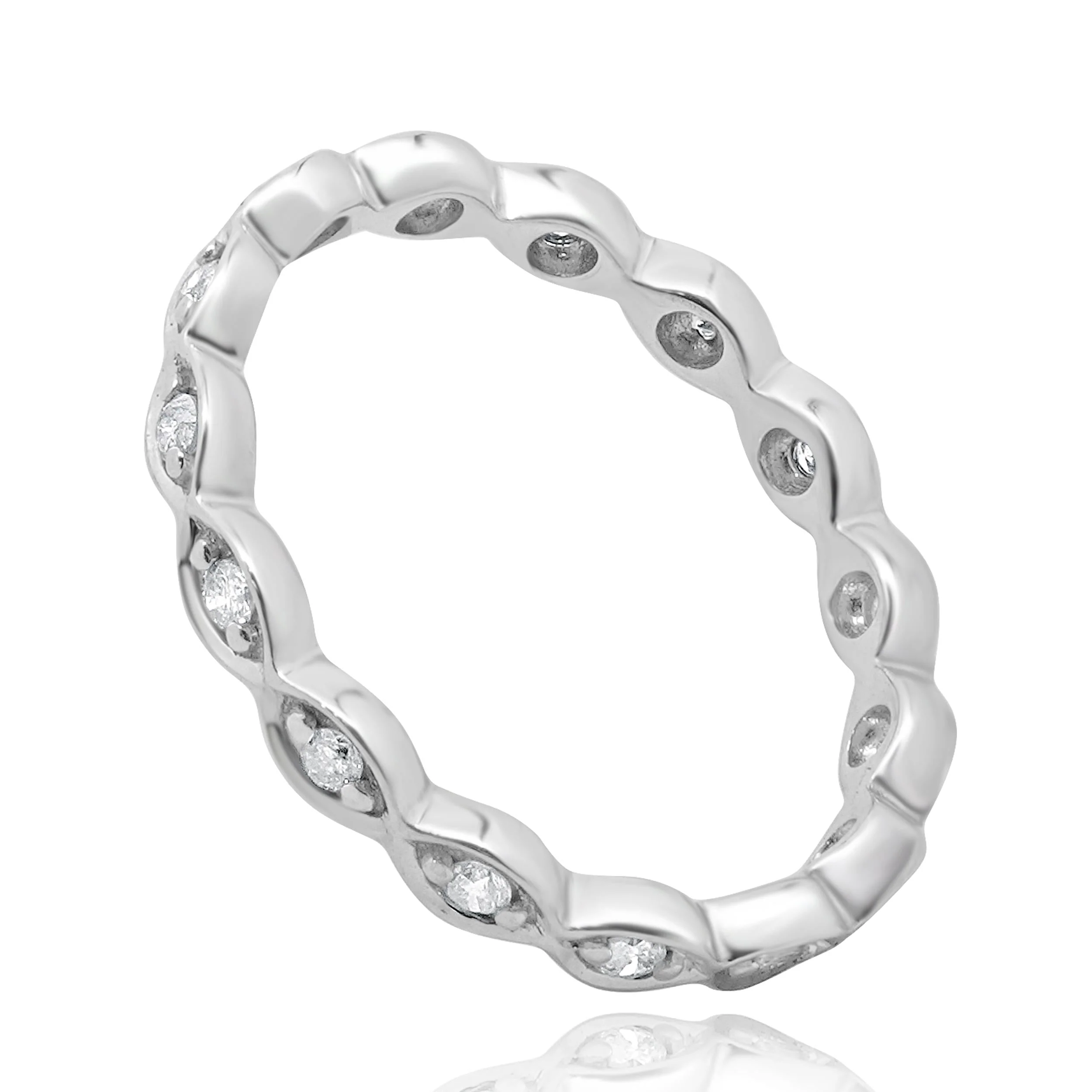 10 Karat White Gold Scalloped Diamond Eternity Band - Image 2