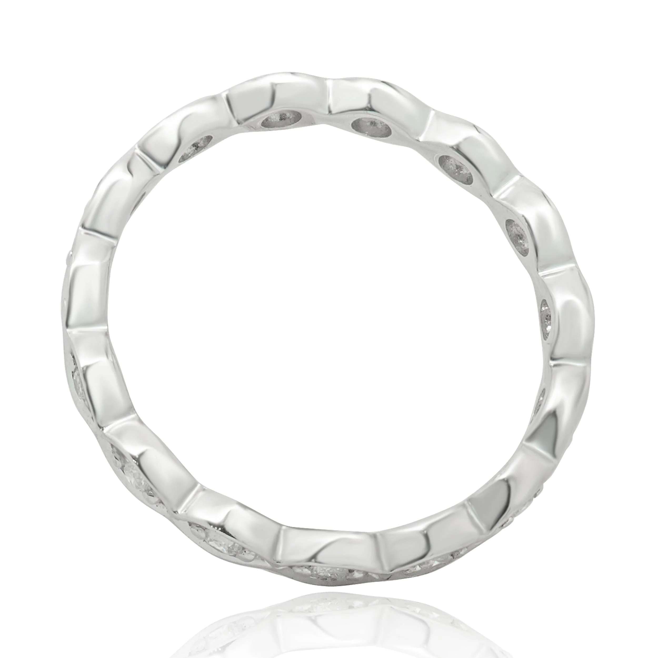 10 Karat White Gold Scalloped Diamond Eternity Band - Image 3