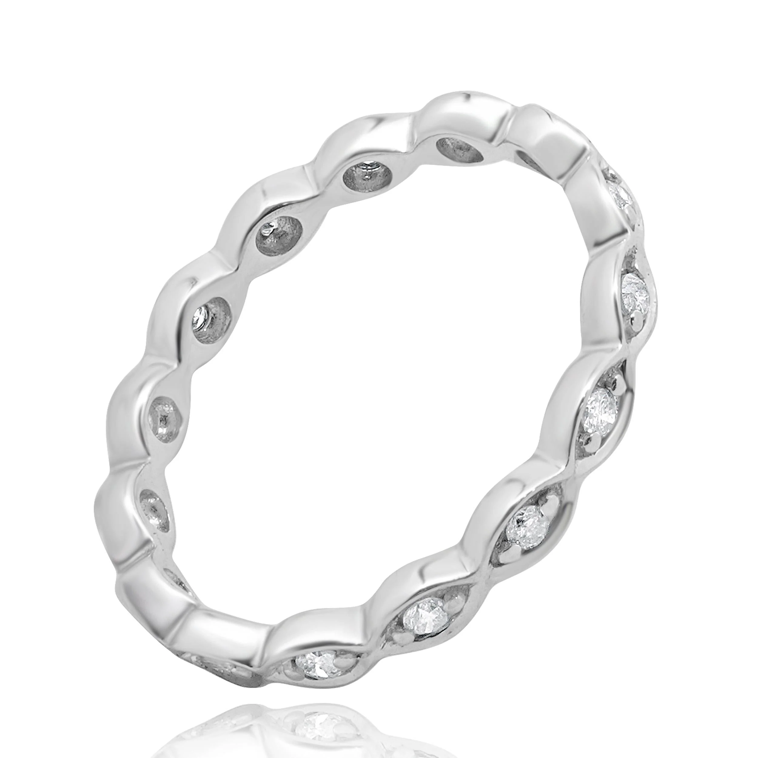10 Karat White Gold Scalloped Diamond Eternity Band - Image 4