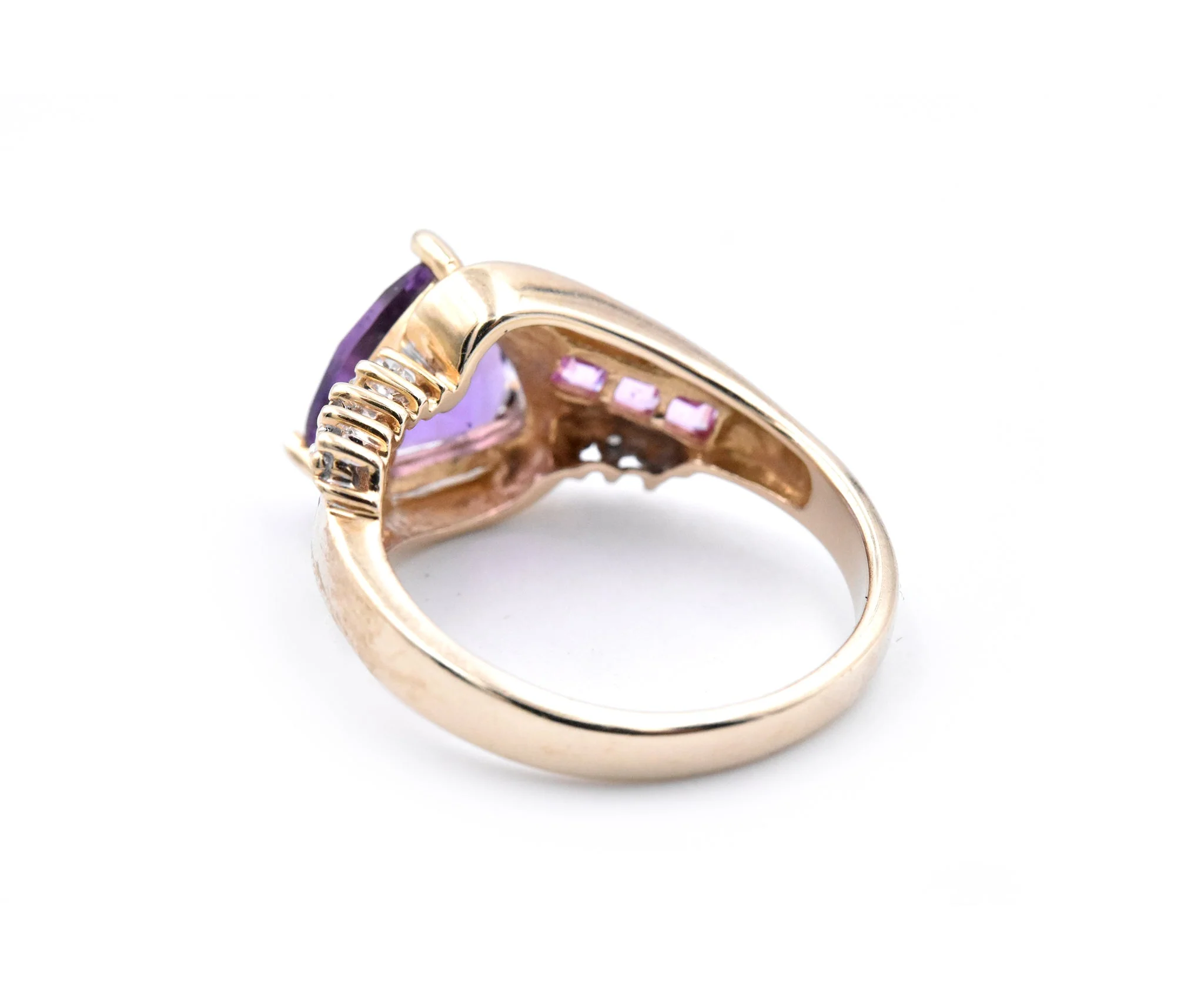 10 Karat Yellow Gold Amethyst and Diamond Ring - Image 4