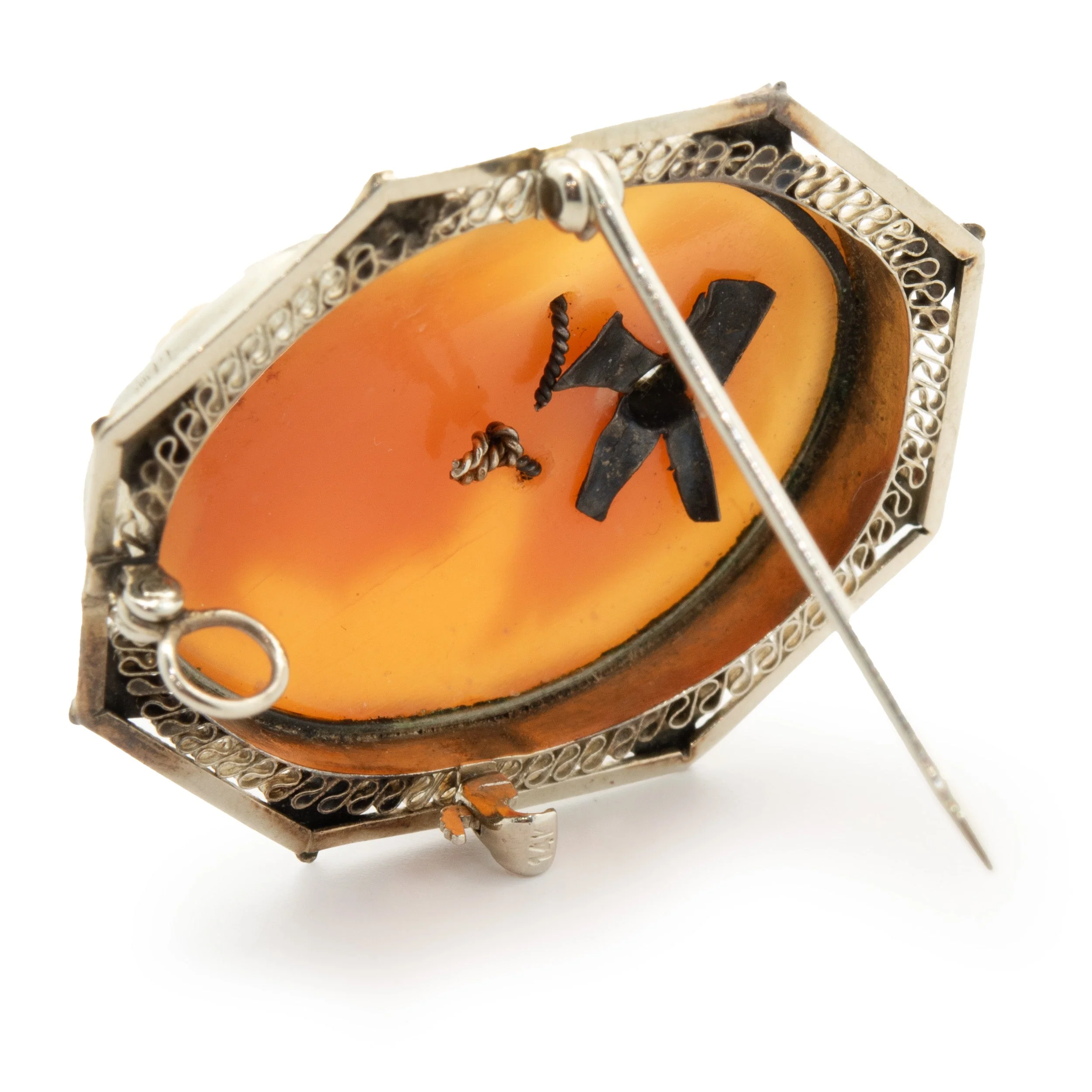 10 Karat Yellow Gold Diamond Cameo Pin - Image 4