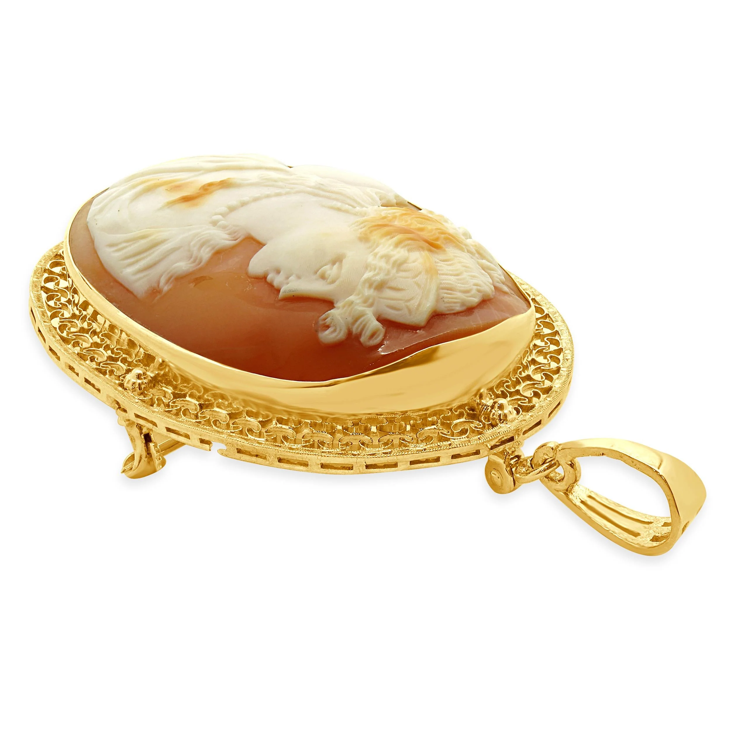 10 Karat Yellow Gold Shell Cameo Pendant With 14 Karat Yellow Gold Bail - Image 3