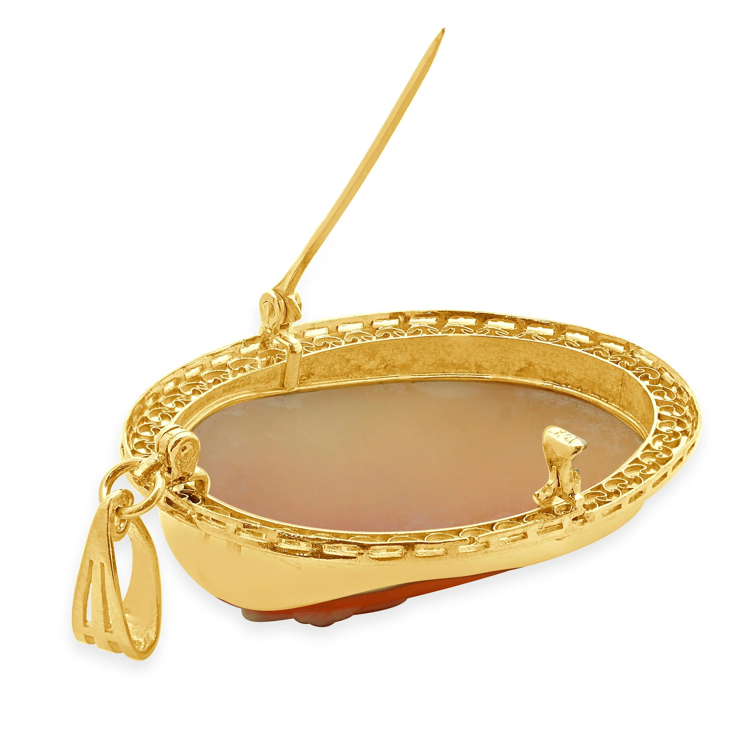 10 Karat Yellow Gold Shell Cameo Pendant With 14 Karat Yellow Gold Bail - Image 4