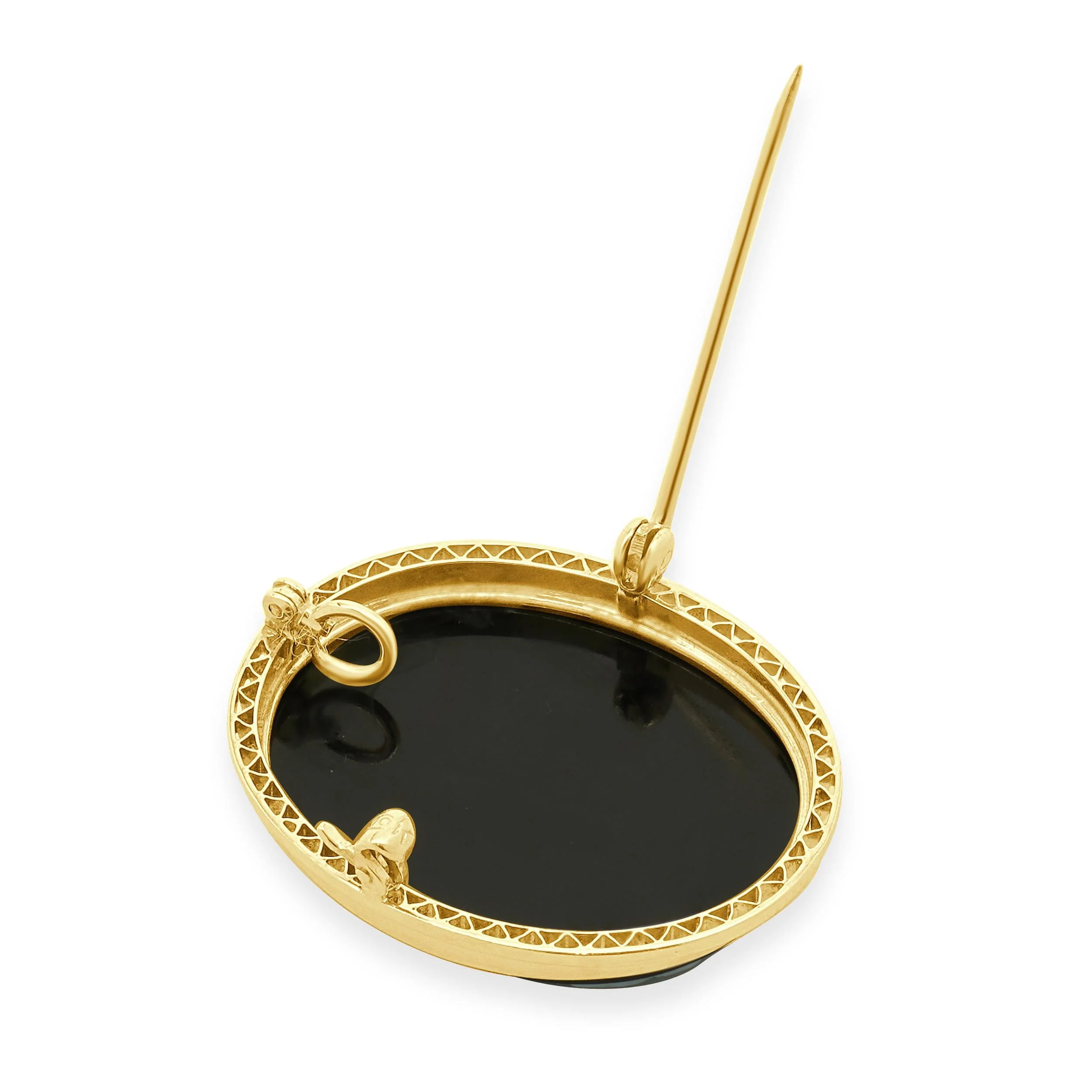 10 Karat Yellow Gold Vintage Black & White Cameo Pin - Image 3