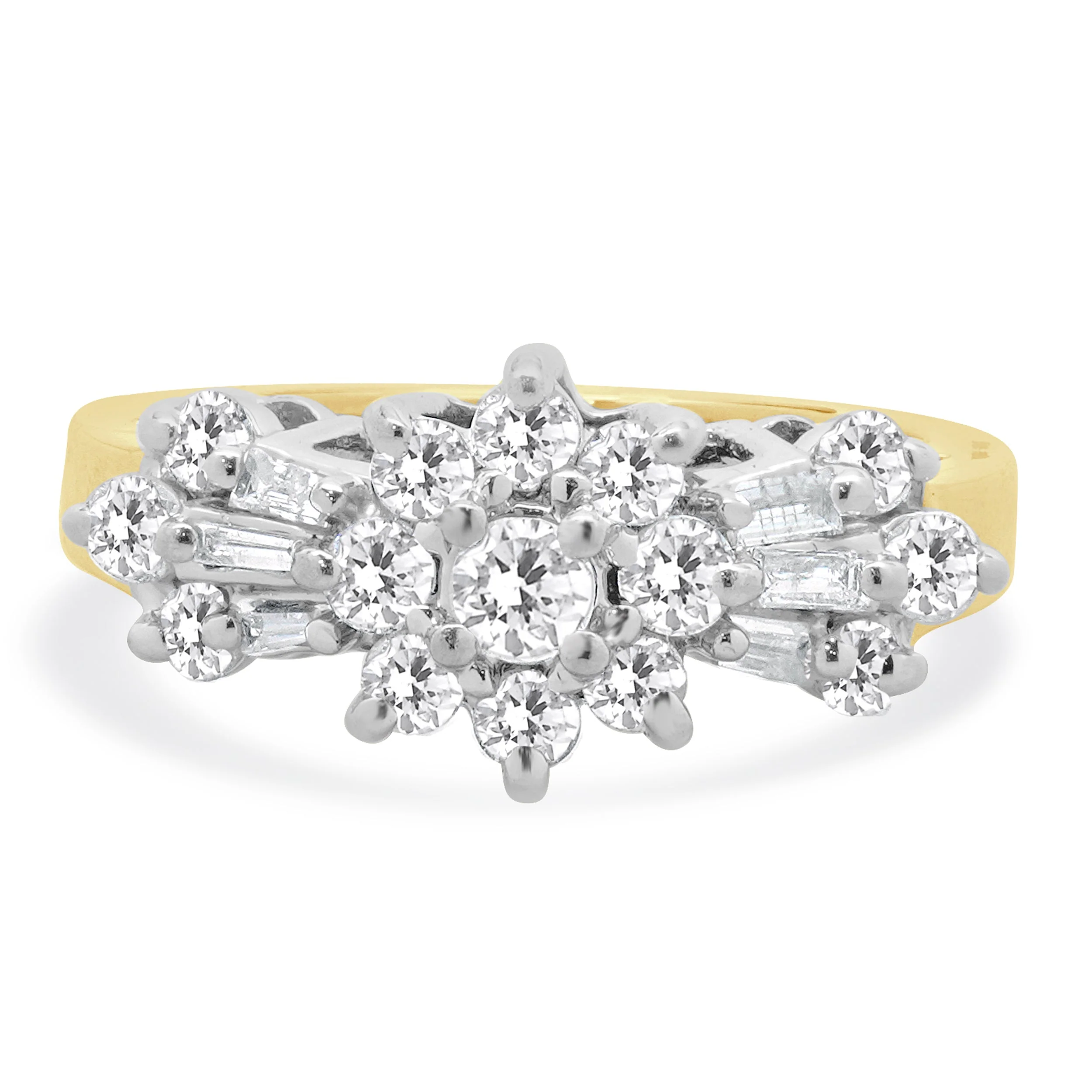 10 Karat Yellow & White Gold Vintage Diamond Cluster Ring