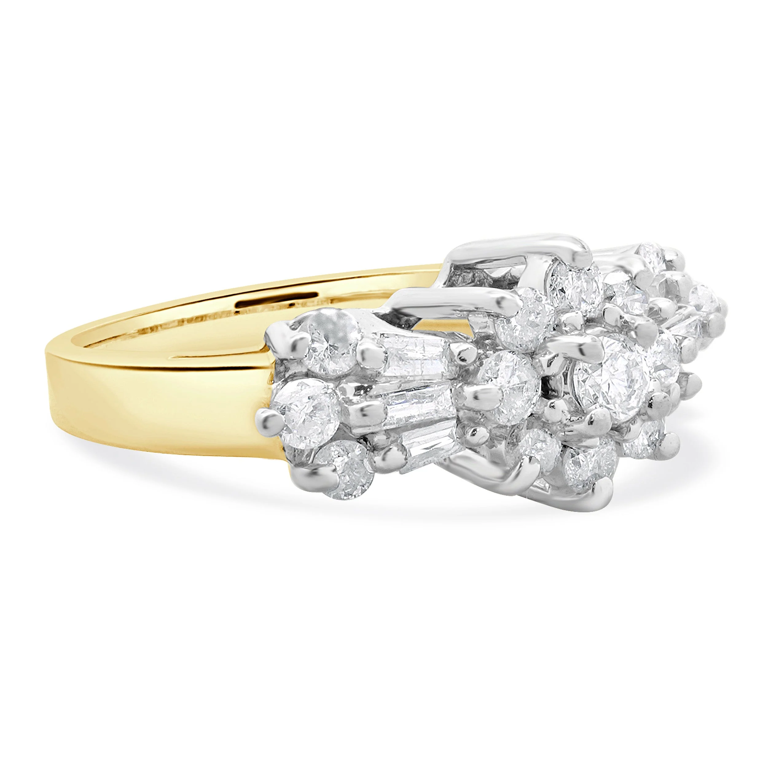 10 Karat Yellow & White Gold Vintage Diamond Cluster Ring - Image 4